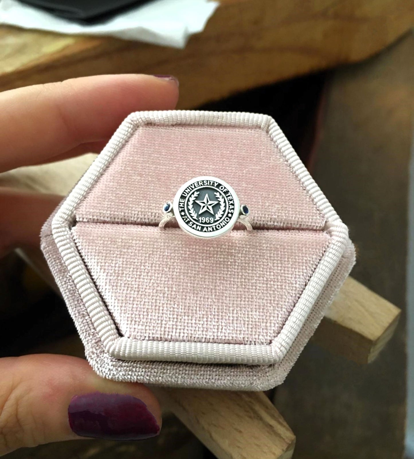 Silver Diamond College Class Rings