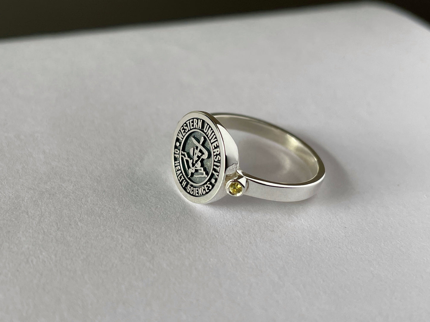 Silver Diamond College Class Rings