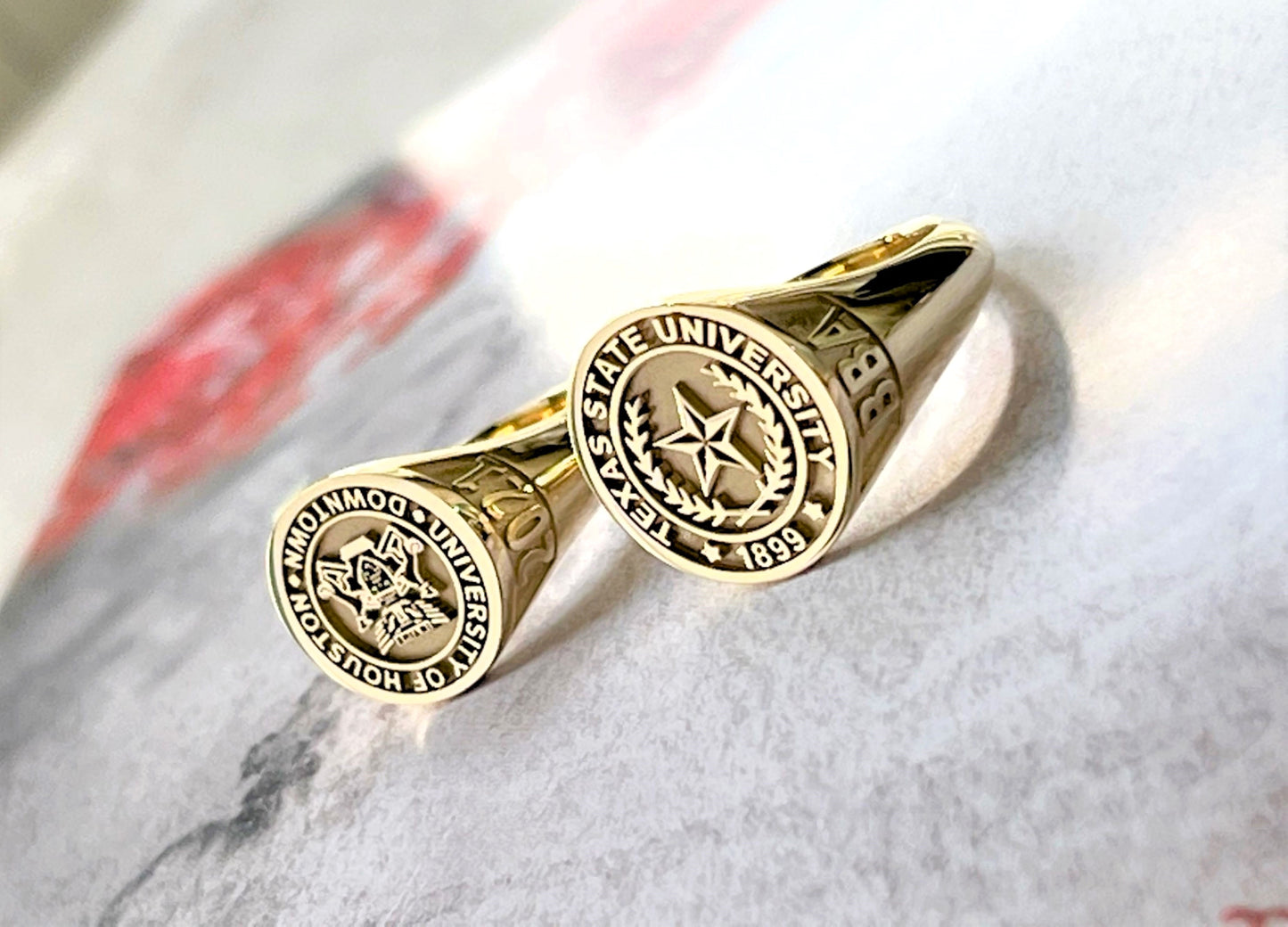 Custom Gold College Class Rings Round