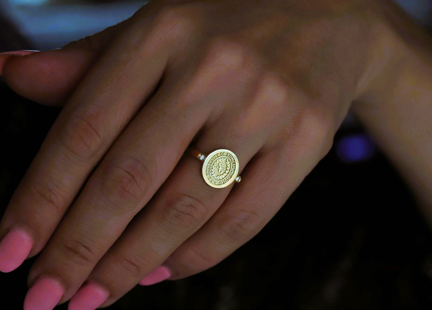 Silver Diamond College Class Rings