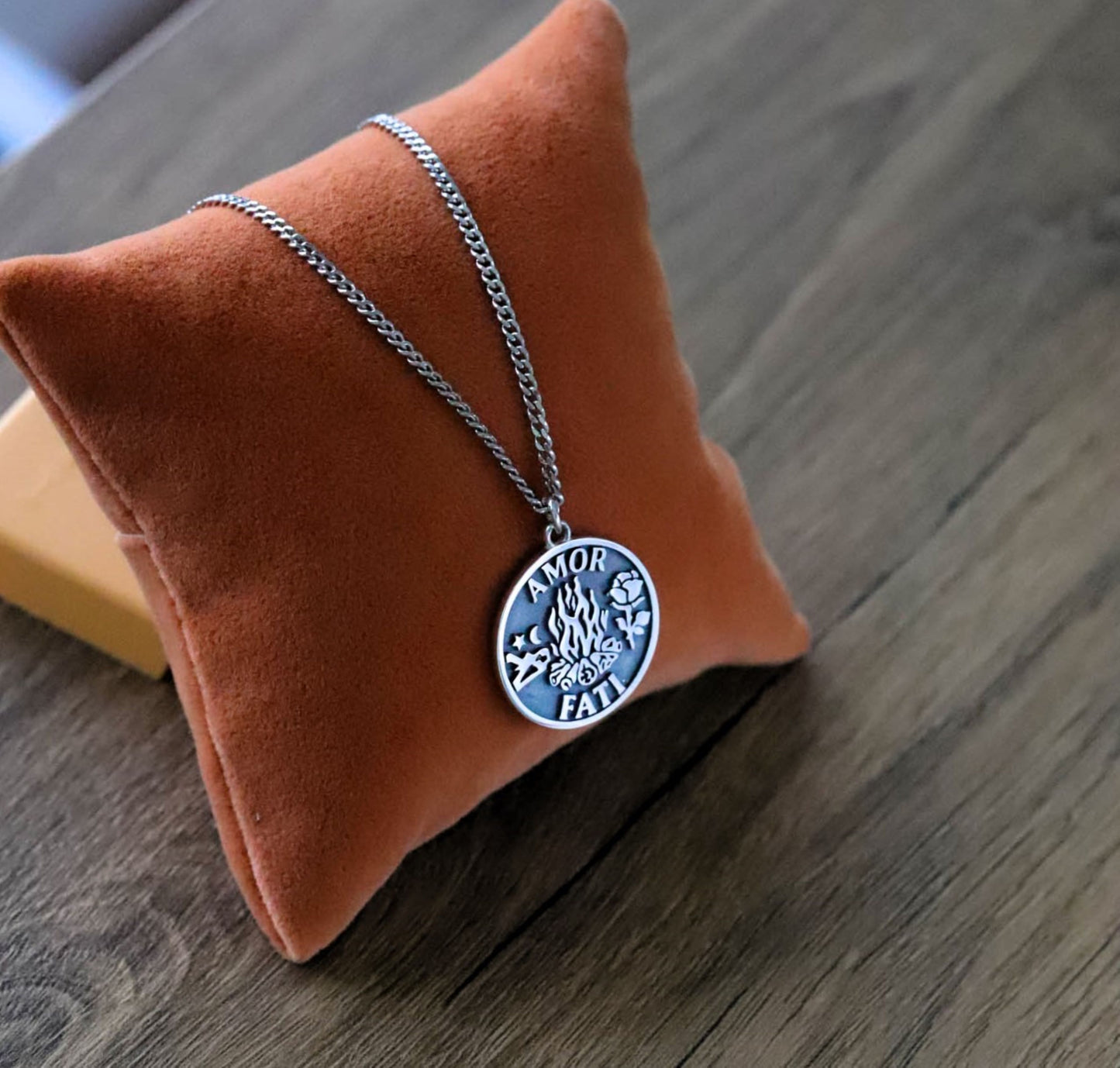 Amor Fati Necklace – Love of Fate Pendant in Sterling Silver or Gold Plated