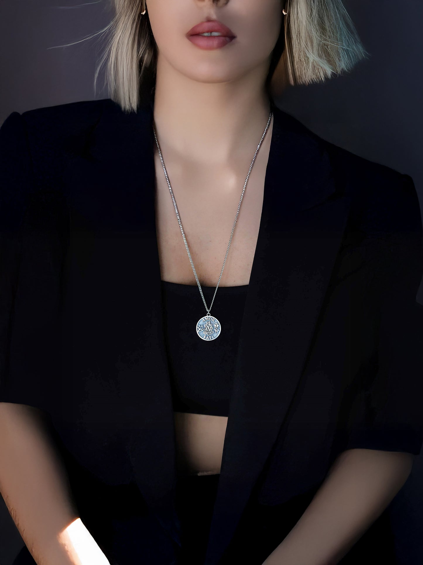 Amor Fati Necklace – Love of Fate Pendant in Sterling Silver or Gold Plated