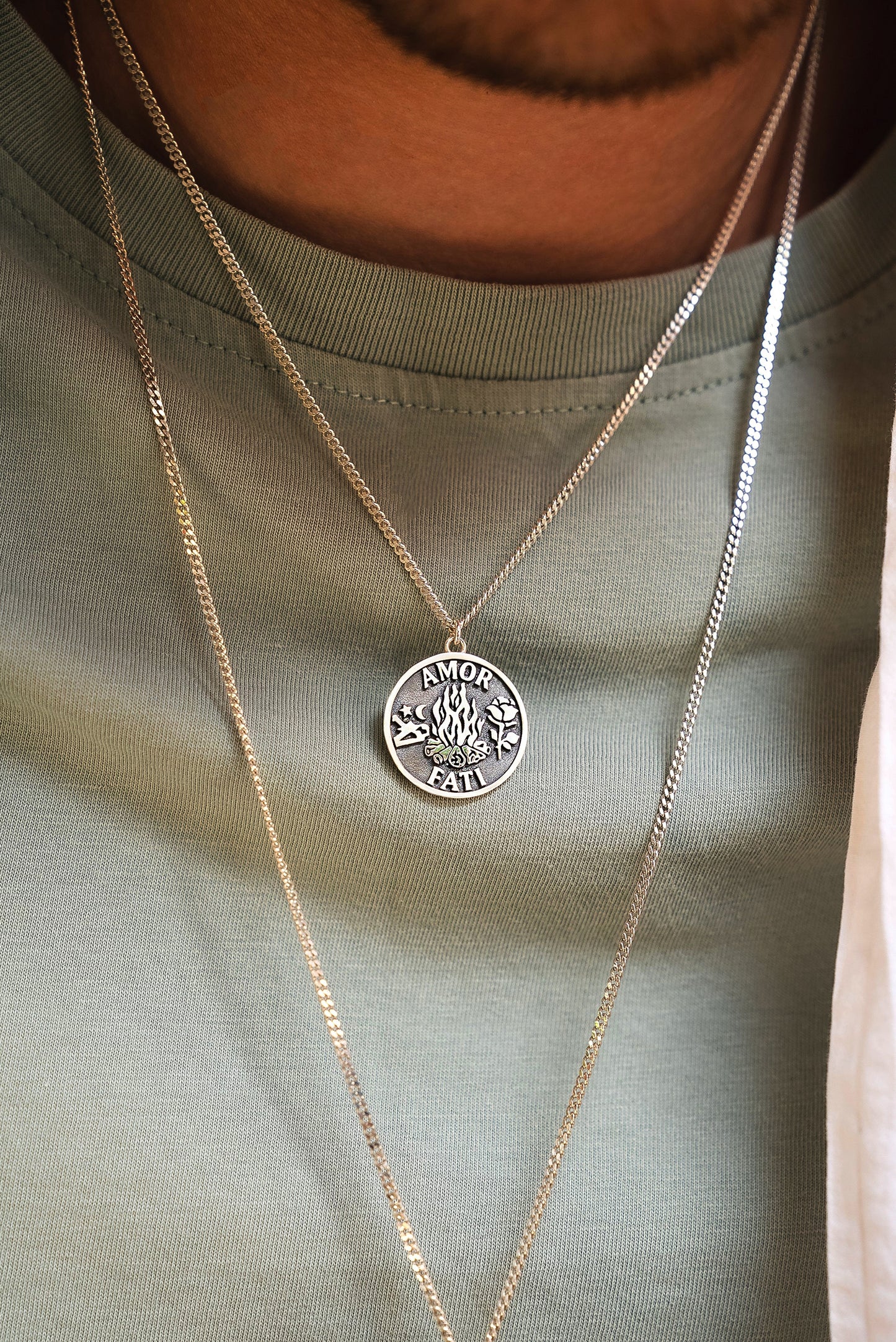 Amor Fati Necklace – Love of Fate Pendant in Sterling Silver or Gold Plated