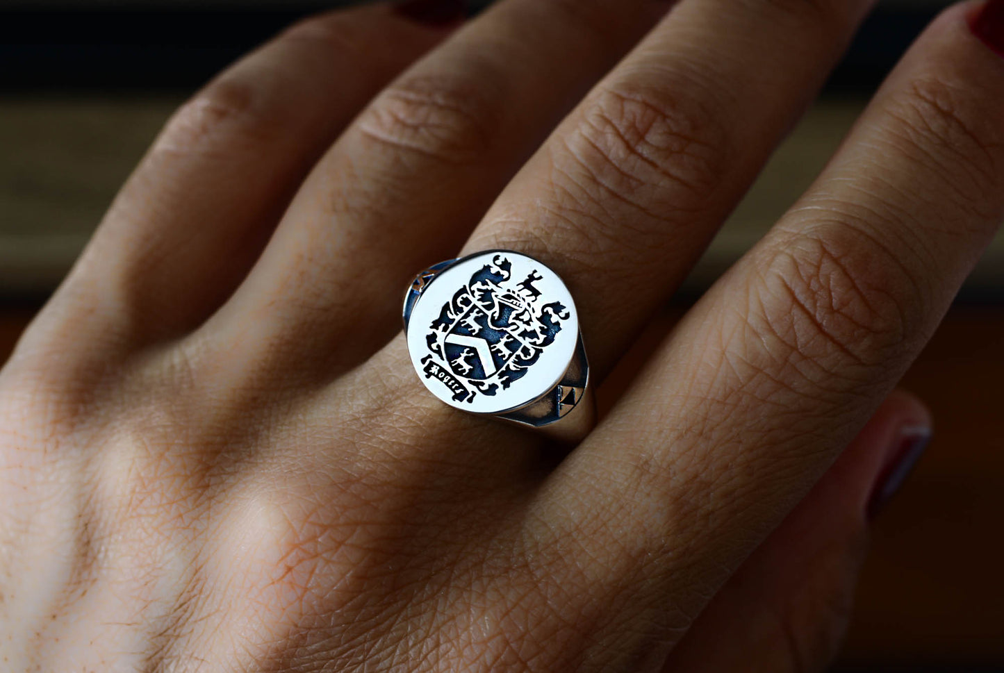Sterling Silver Family Crest Signet Ring – Meaningful Jewelry Gift for Men, Father’s Day Gift, Birthday Gift for Dad or Christmas Gift for Him