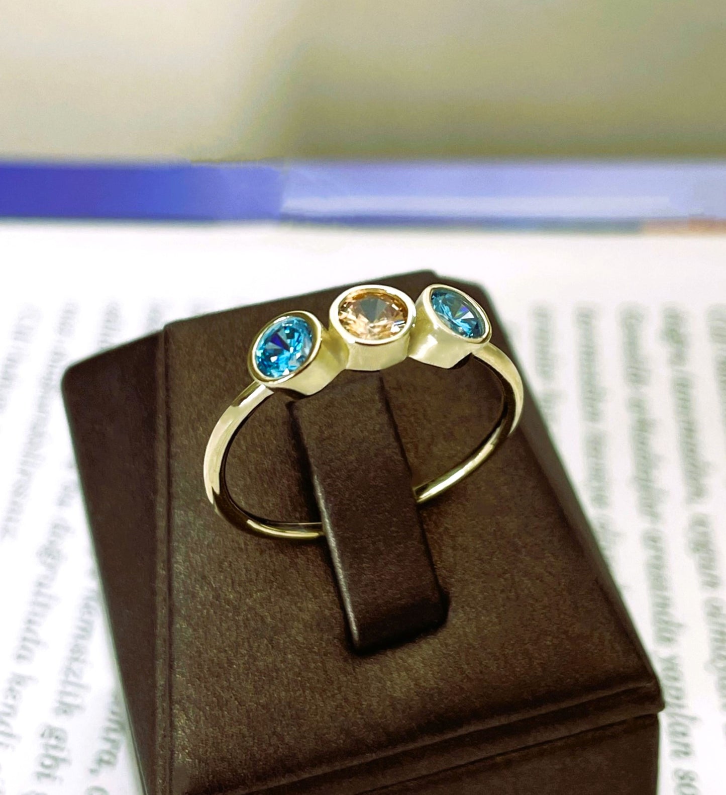 Gold 3 Birthstone Mothers Ring