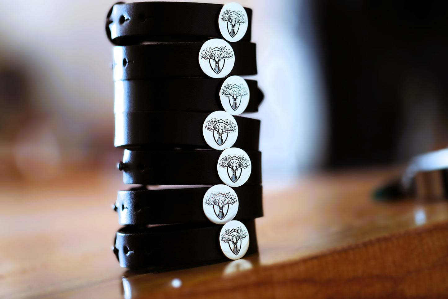 Custom Family Crest Leather Bracelet – Engraved Coat of Arms Jewelry Gift for Men