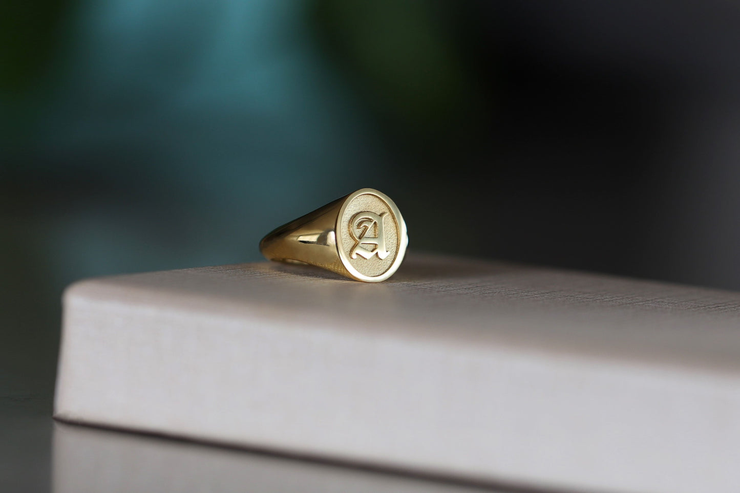Silver Initial Signet Ring – Personalized Letter Ring in Sterling Silver or Gold Plated Over Silver, Custom Monogram Jewelry Gift for Men and Women