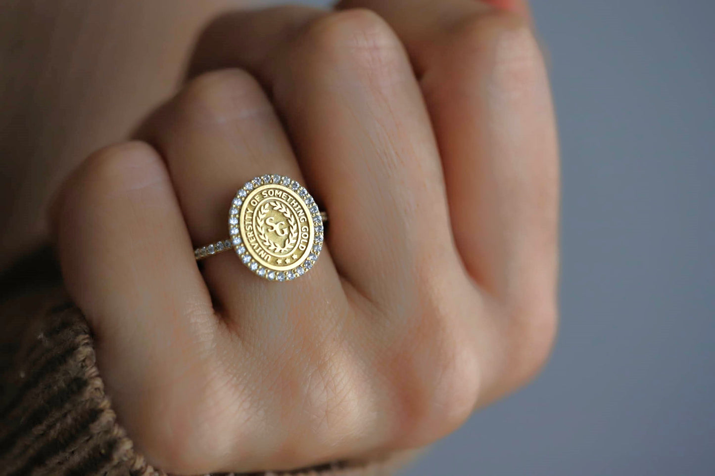 Solid Gold Diamond College Class Rings