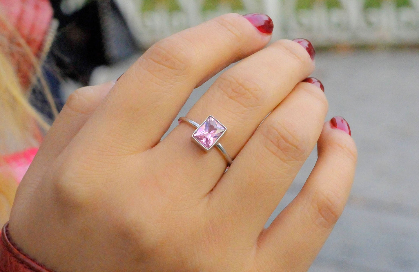 Rectangle Engagement Ring Birthstone