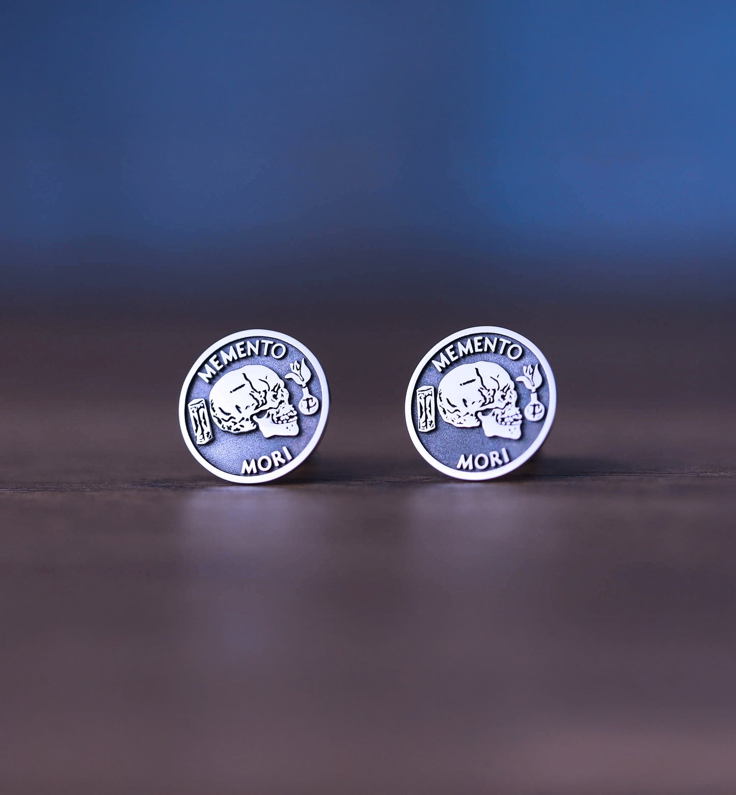 Solid Gold Memento Mori Cufflinks – Engraved Stoic Heirloom Gift for Men