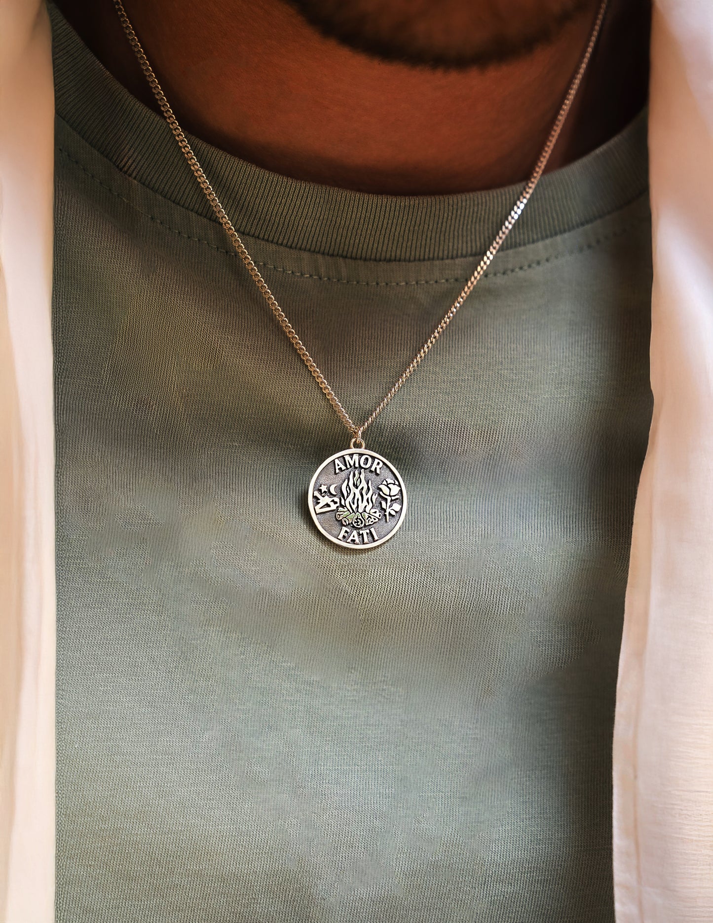 Amor Fati Necklace – Love of Fate Pendant in Sterling Silver or Gold Plated