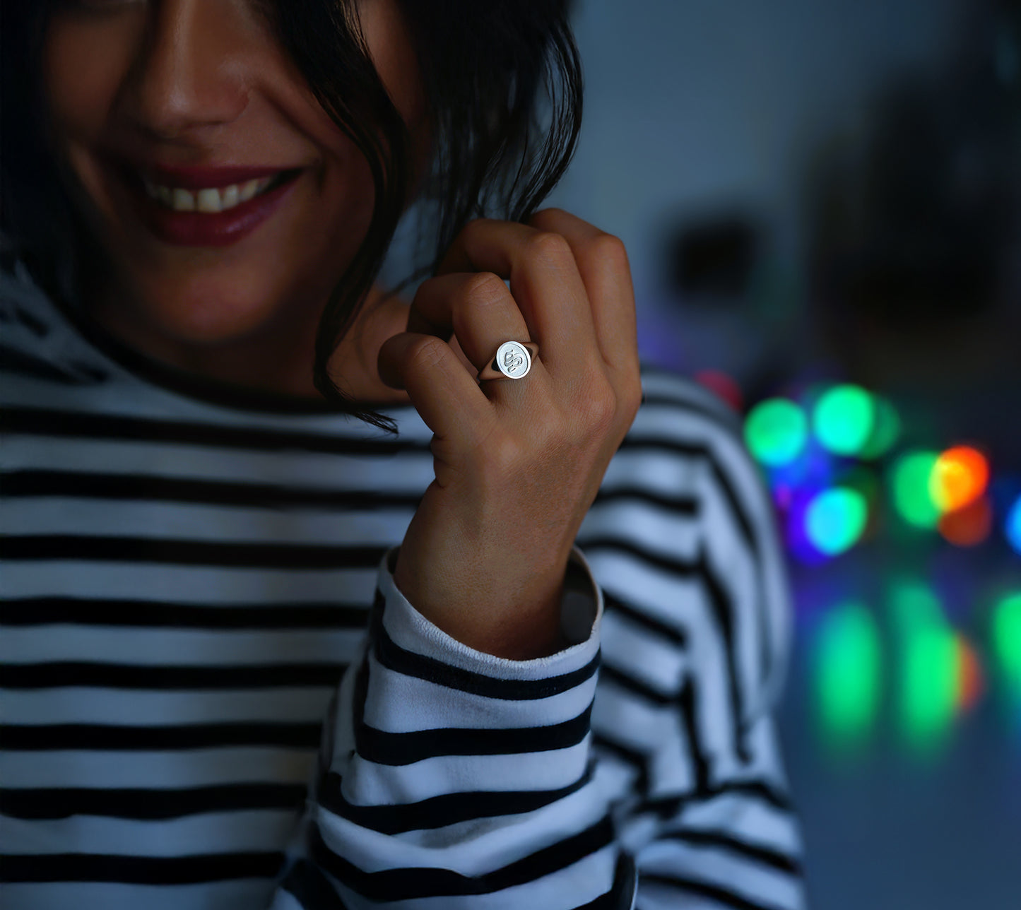 Silver Initial Signet Ring – Personalized Letter Ring in Sterling Silver or Gold Plated Over Silver, Custom Monogram Jewelry Gift for Men and Women