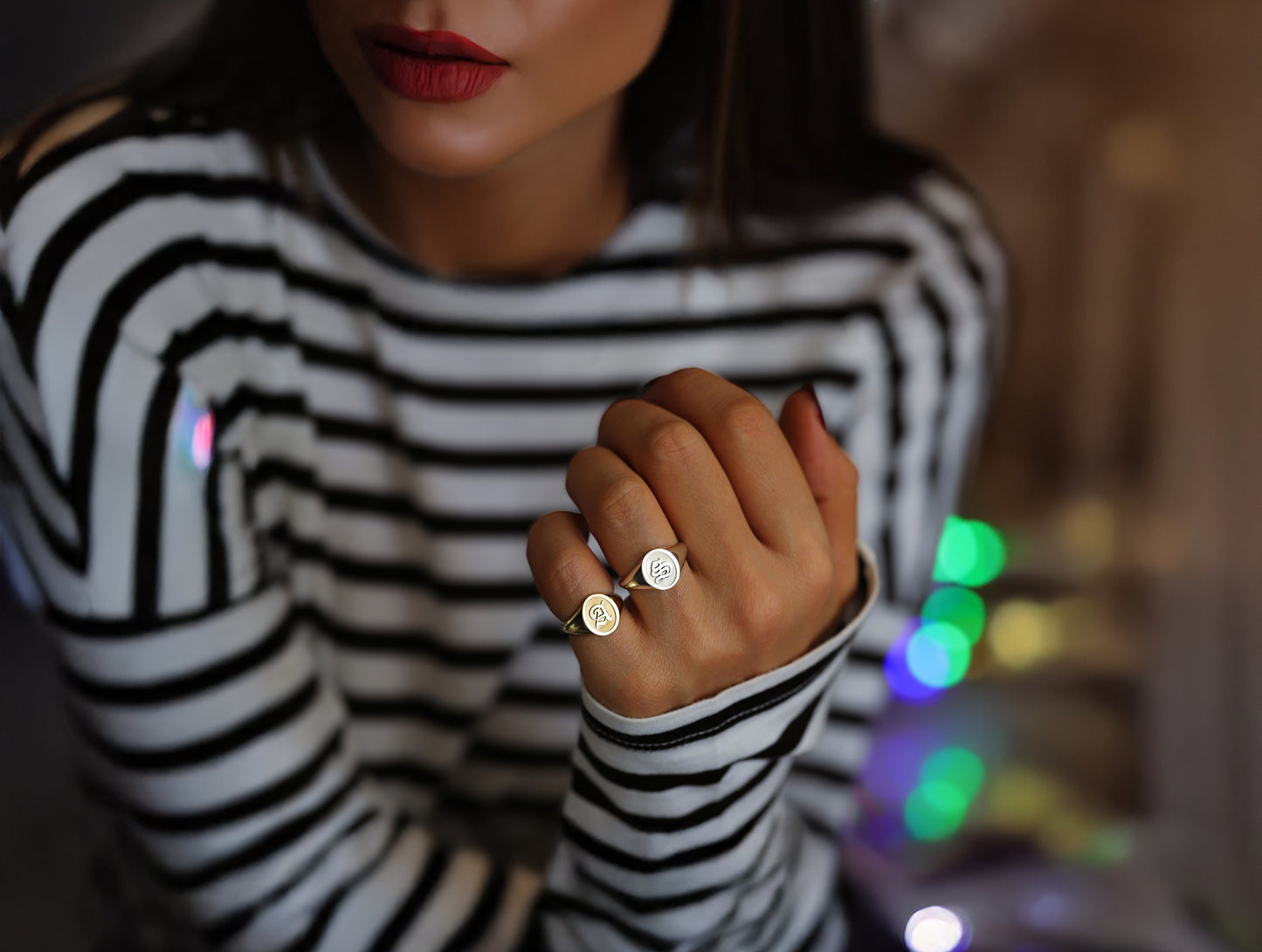 Silver Initial Signet Ring – Personalized Letter Ring in Sterling Silver or Gold Plated Over Silver, Custom Monogram Jewelry Gift for Men and Women