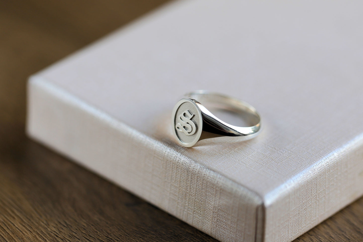 Silver Initial Signet Ring – Personalized Letter Ring in Sterling Silver or Gold Plated Over Silver, Custom Monogram Jewelry Gift for Men and Women