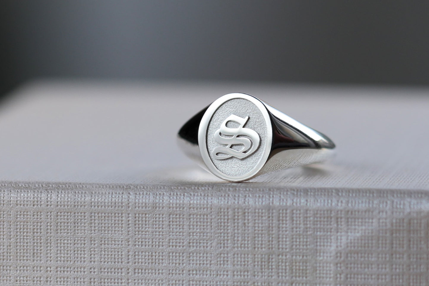 Silver Initial Signet Ring – Personalized Letter Ring in Sterling Silver or Gold Plated Over Silver, Custom Monogram Jewelry Gift for Men and Women