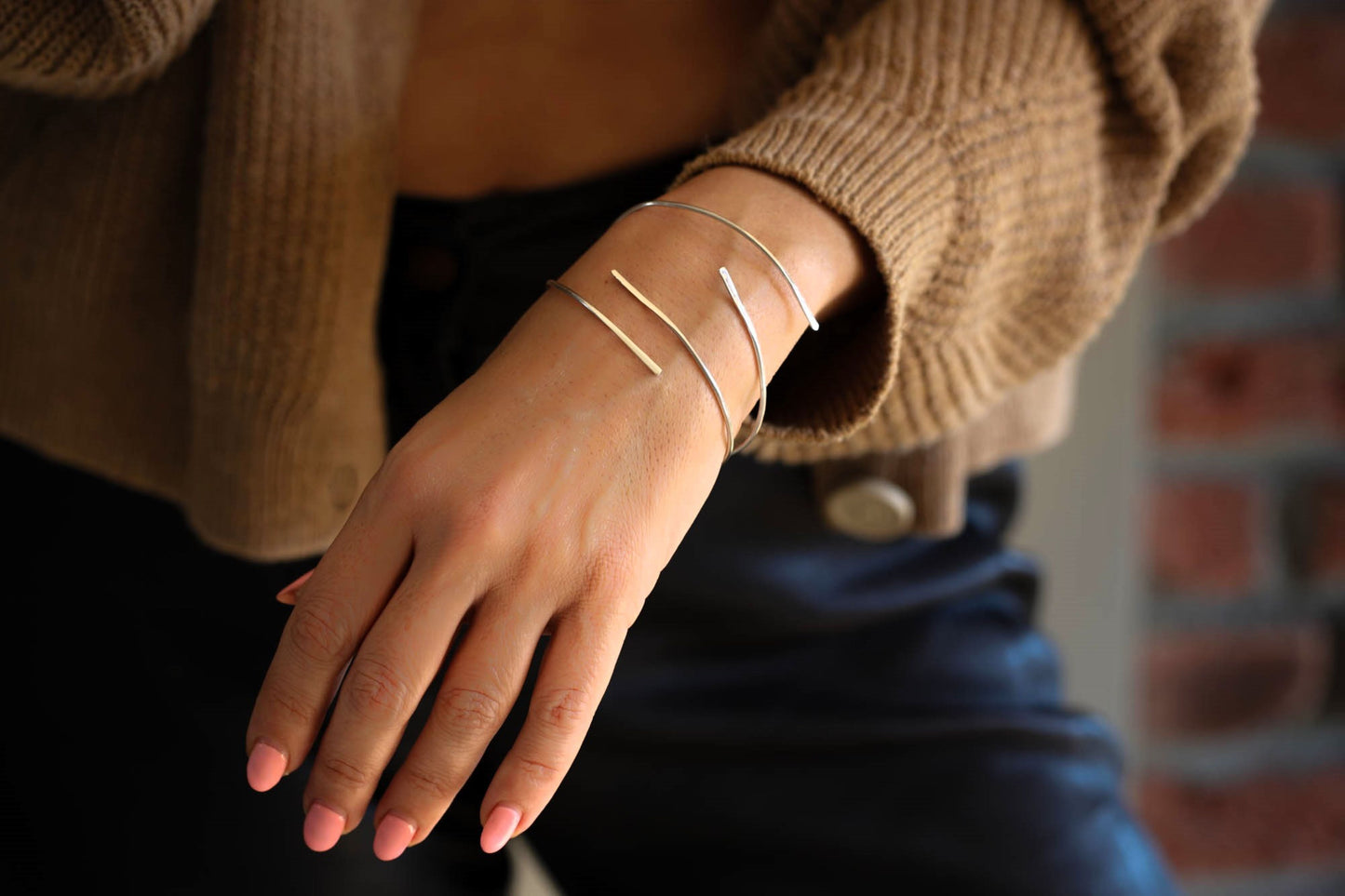Dainty Silver Bangle Bracelets