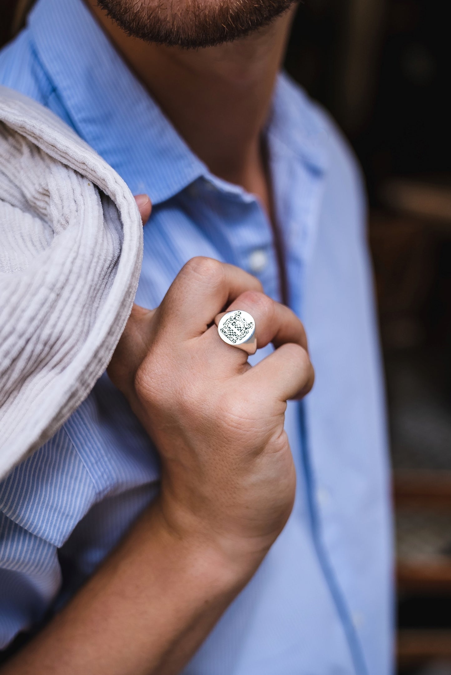 Sterling Silver Family Crest Signet Ring – Meaningful Jewelry Gift for Men, Father’s Day Gift, Birthday Gift for Dad or Christmas Gift for Him