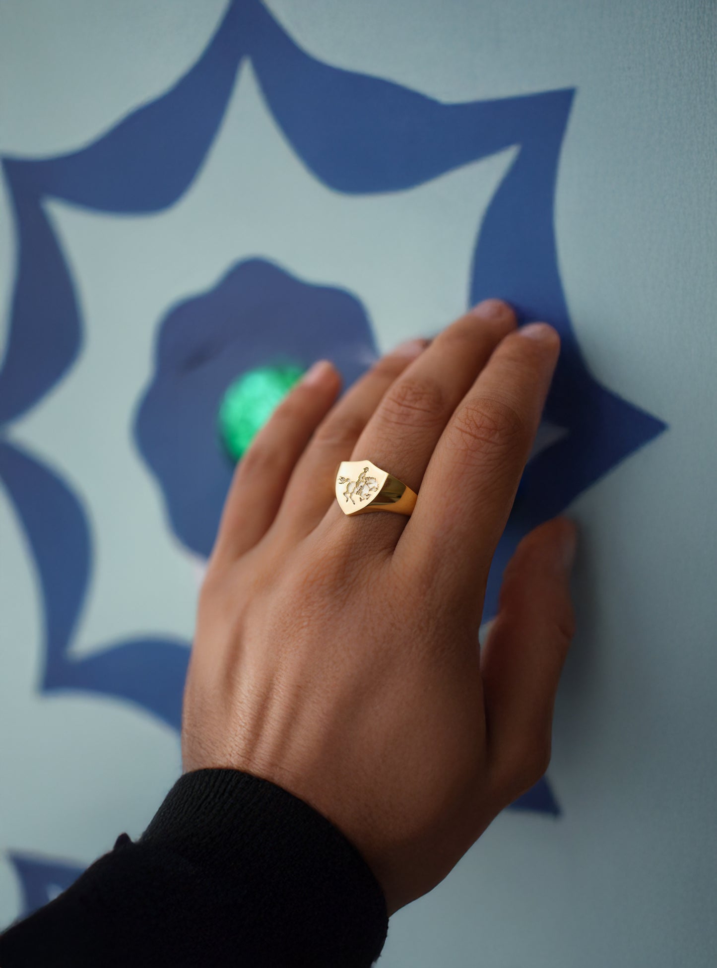 Custom Gold Shield Signet Ring