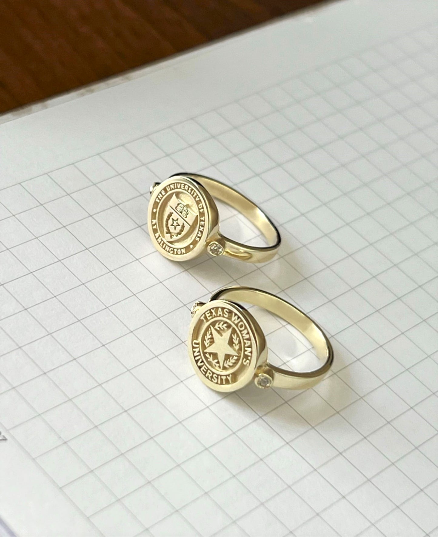 Silver Diamond College Class Rings