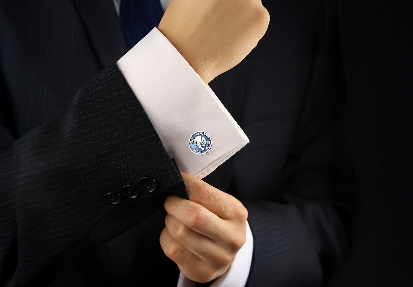 Solid Gold Memento Mori Cufflinks – Engraved Stoic Heirloom Gift for Men