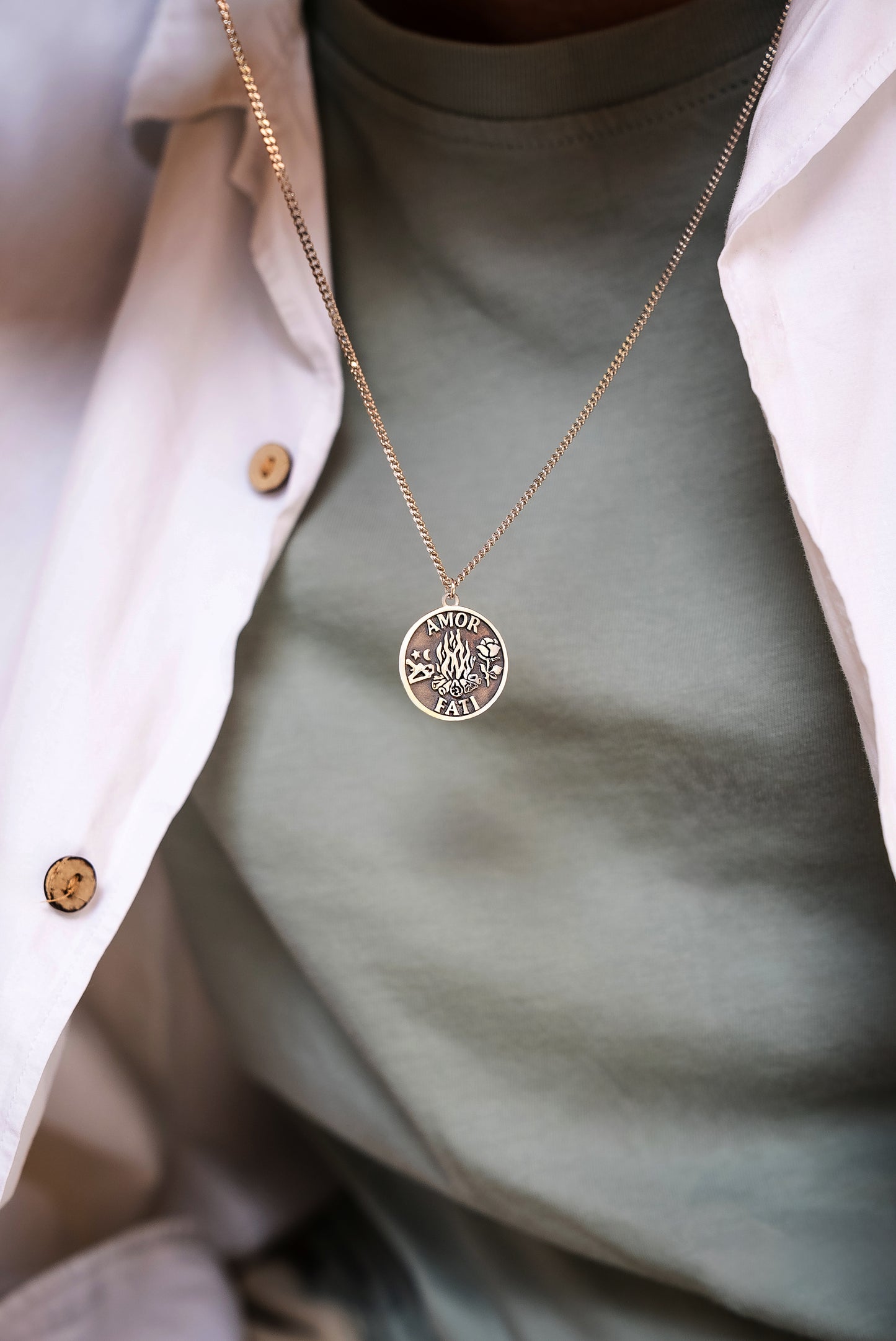 Amor Fati Necklace – Love of Fate Pendant in Sterling Silver or Gold Plated