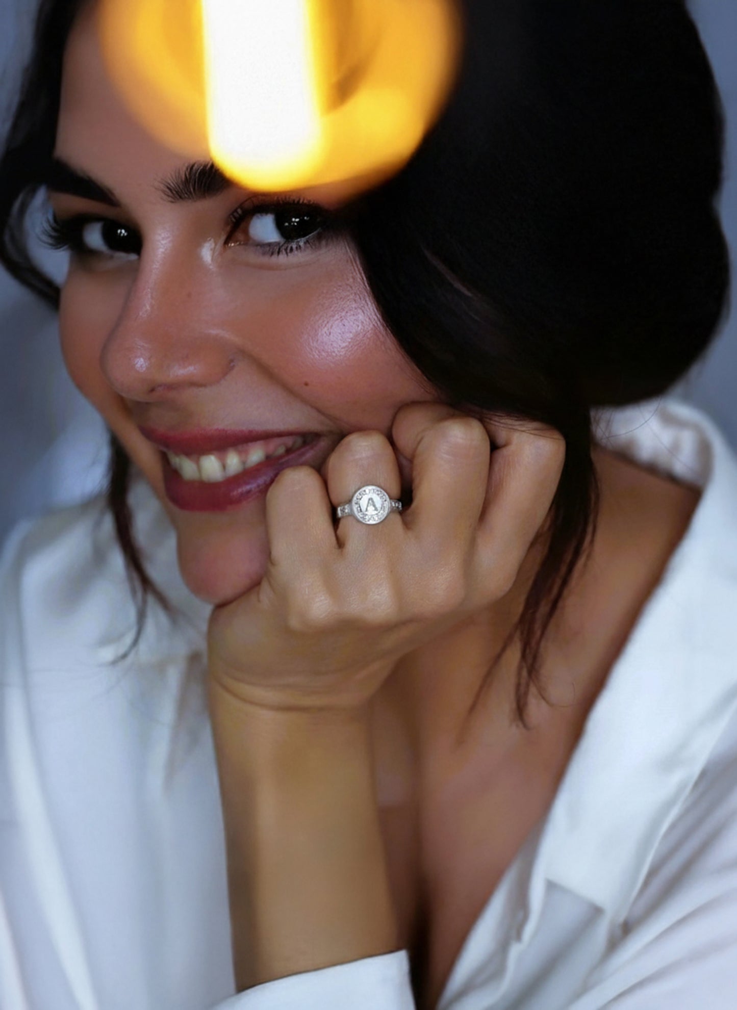 14K Solid White Gold Dainty Class Ring - Custom Graduation Gift Jewelry