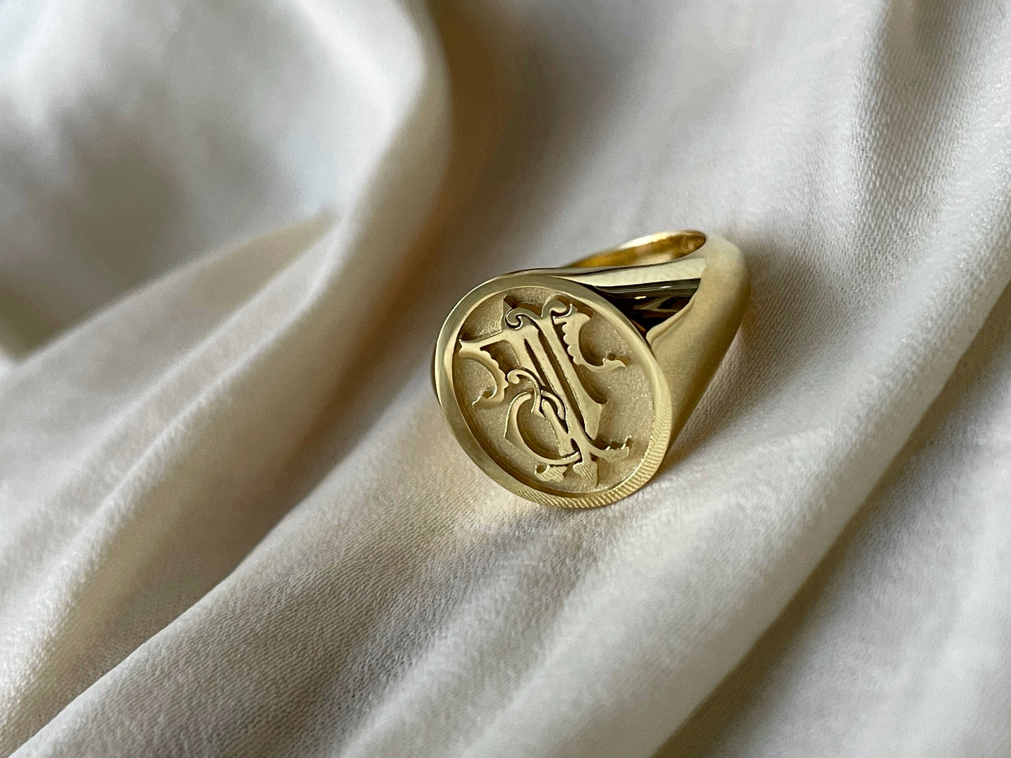 Custom Silver Monogram Engraved Signet Ring