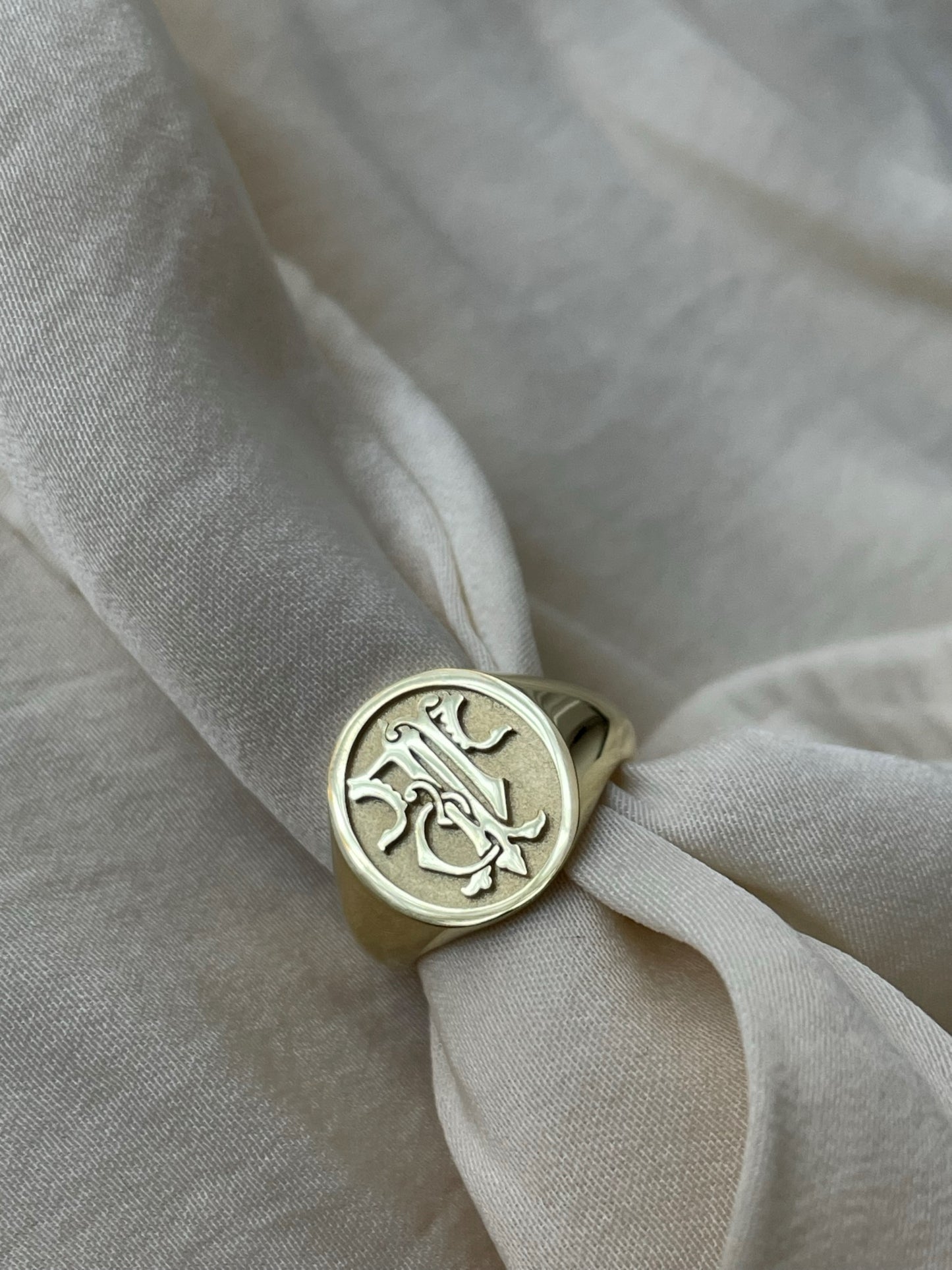 Custom Gold Monogram Engraved Signet Ring