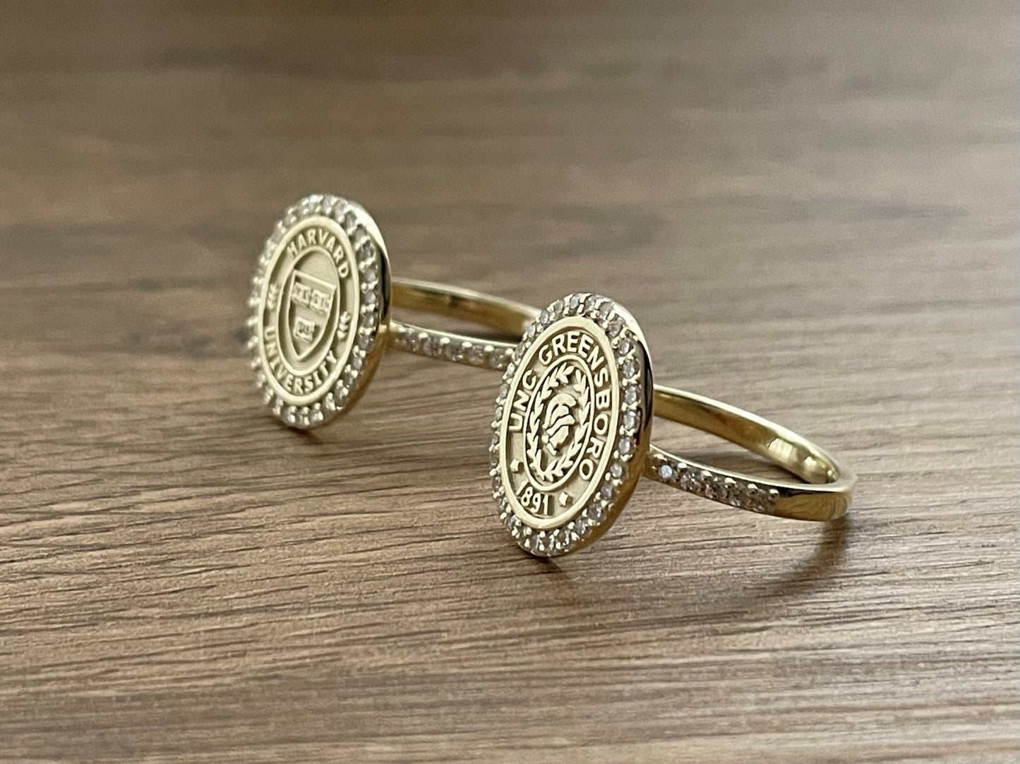 Solid Gold Diamond College Class Rings