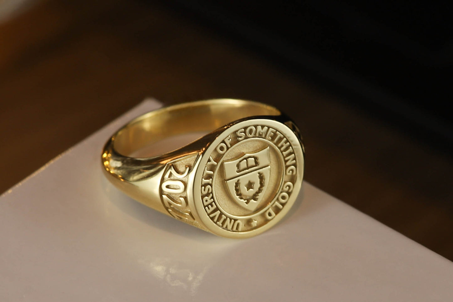 Custom Gold College Class Rings Round