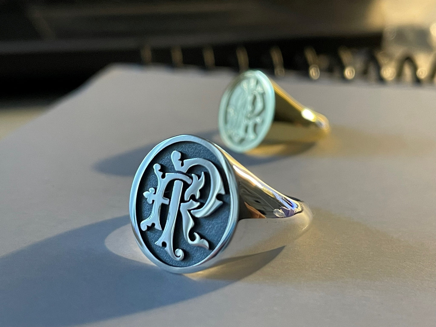 Custom Silver Monogram Engraved Signet Ring