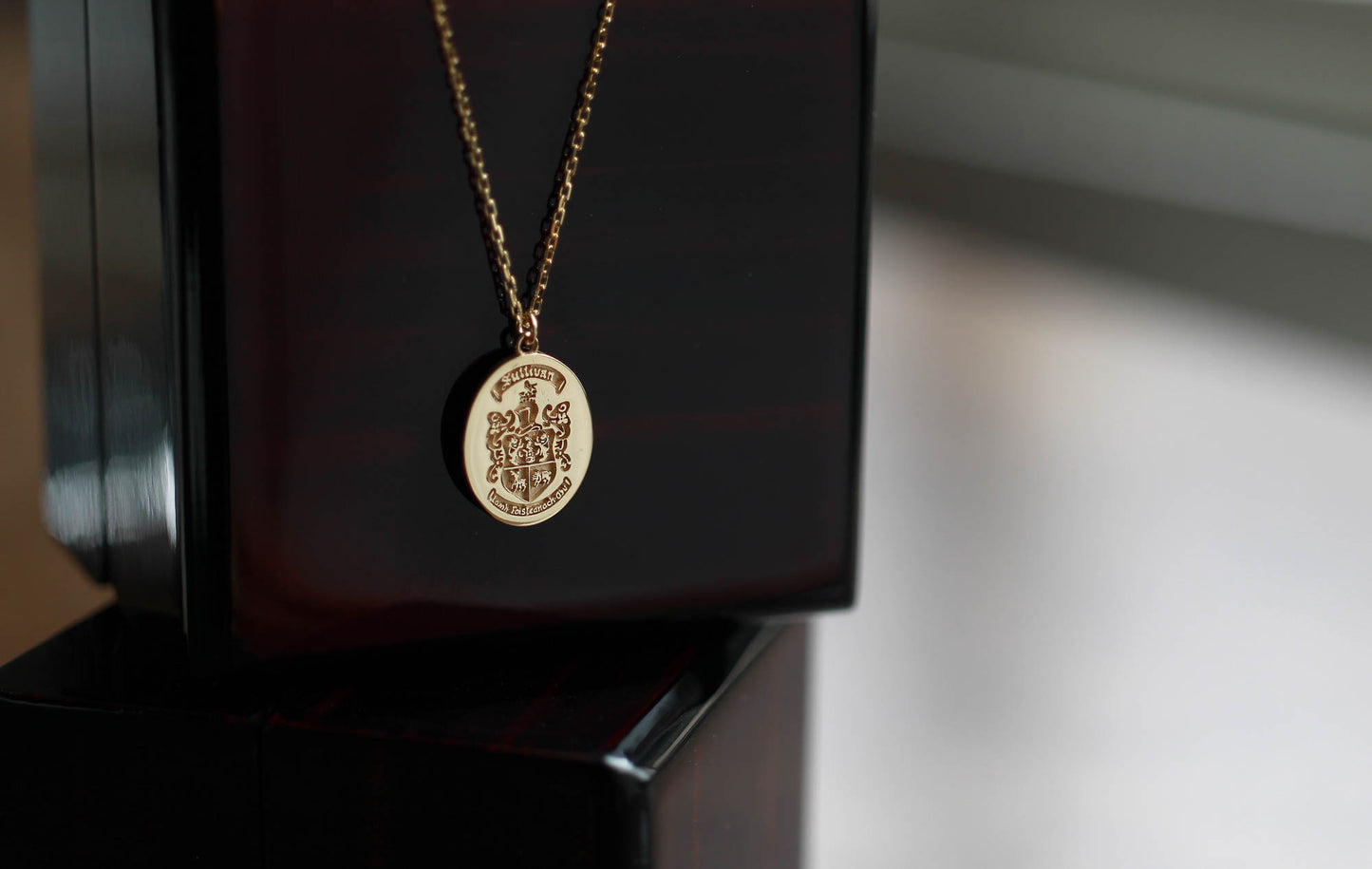 Gold Family Crest Pendant Necklace