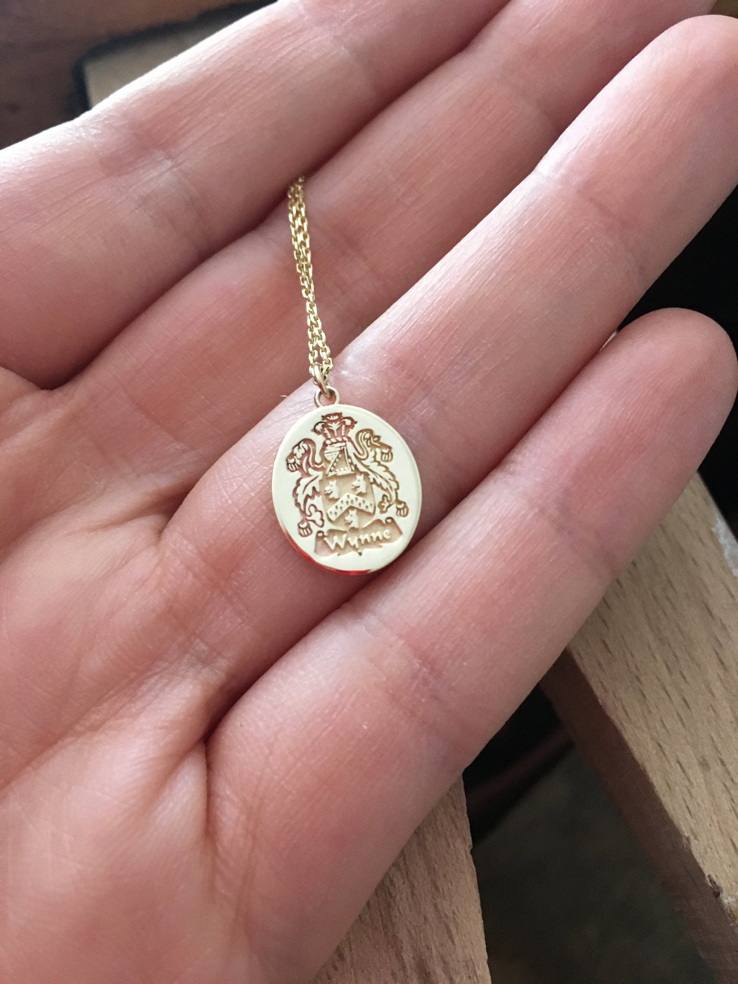 Gold Family Crest Pendant Necklace