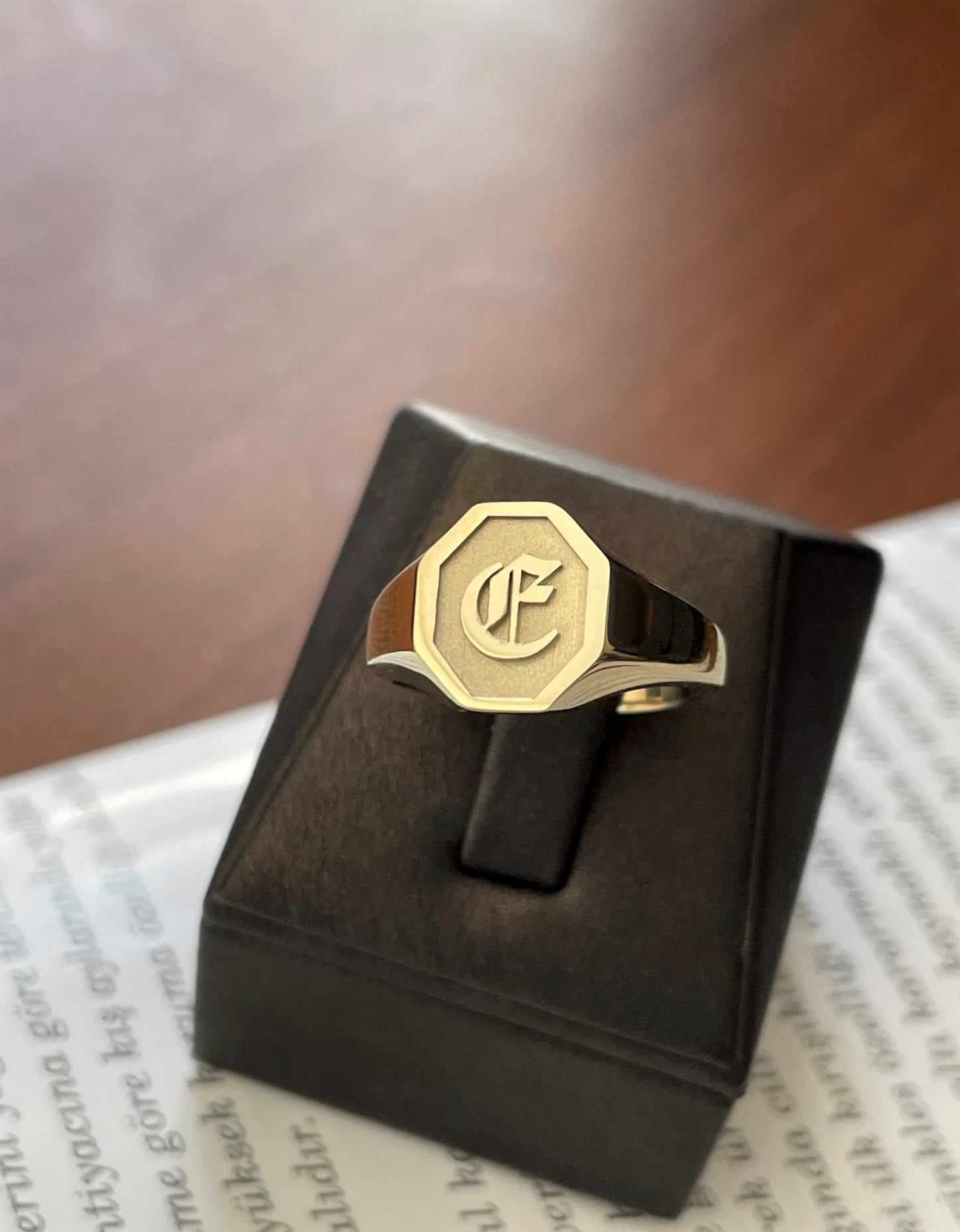 Gold Initial Signet Ring