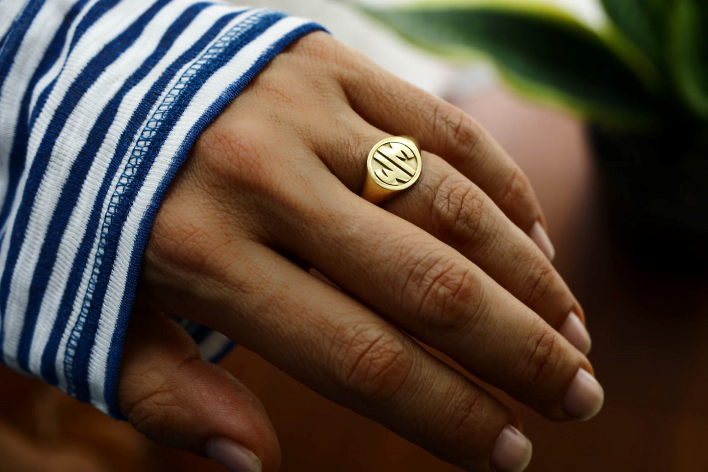 Silver Monogram Ring with Initials