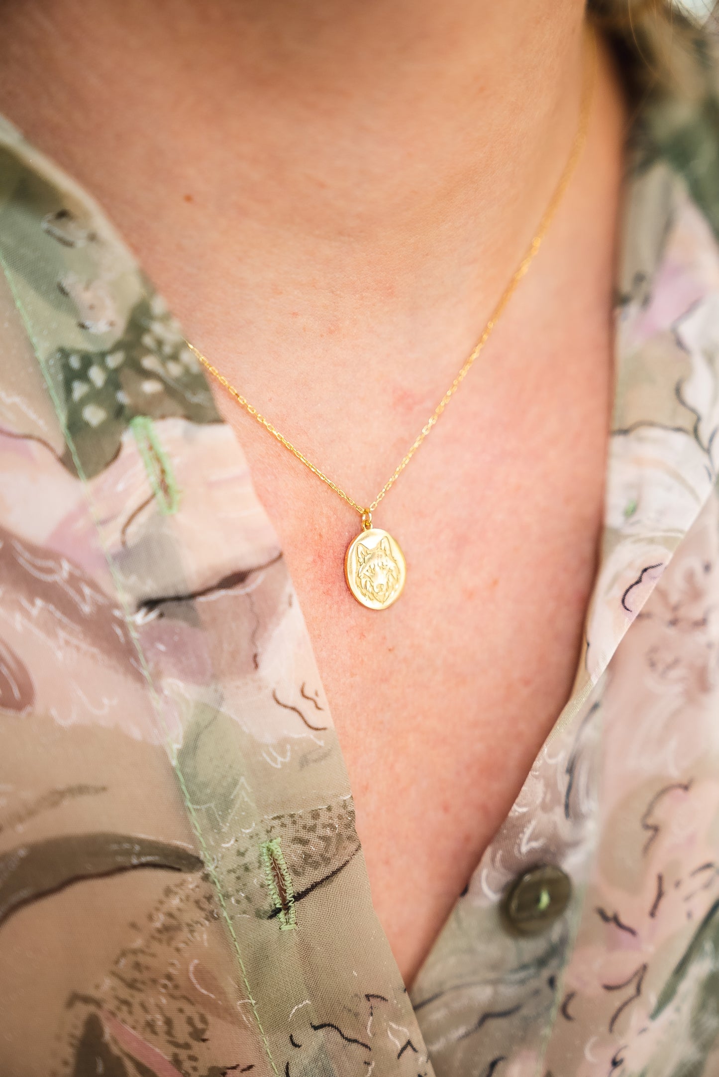 Gold Wolf Necklace