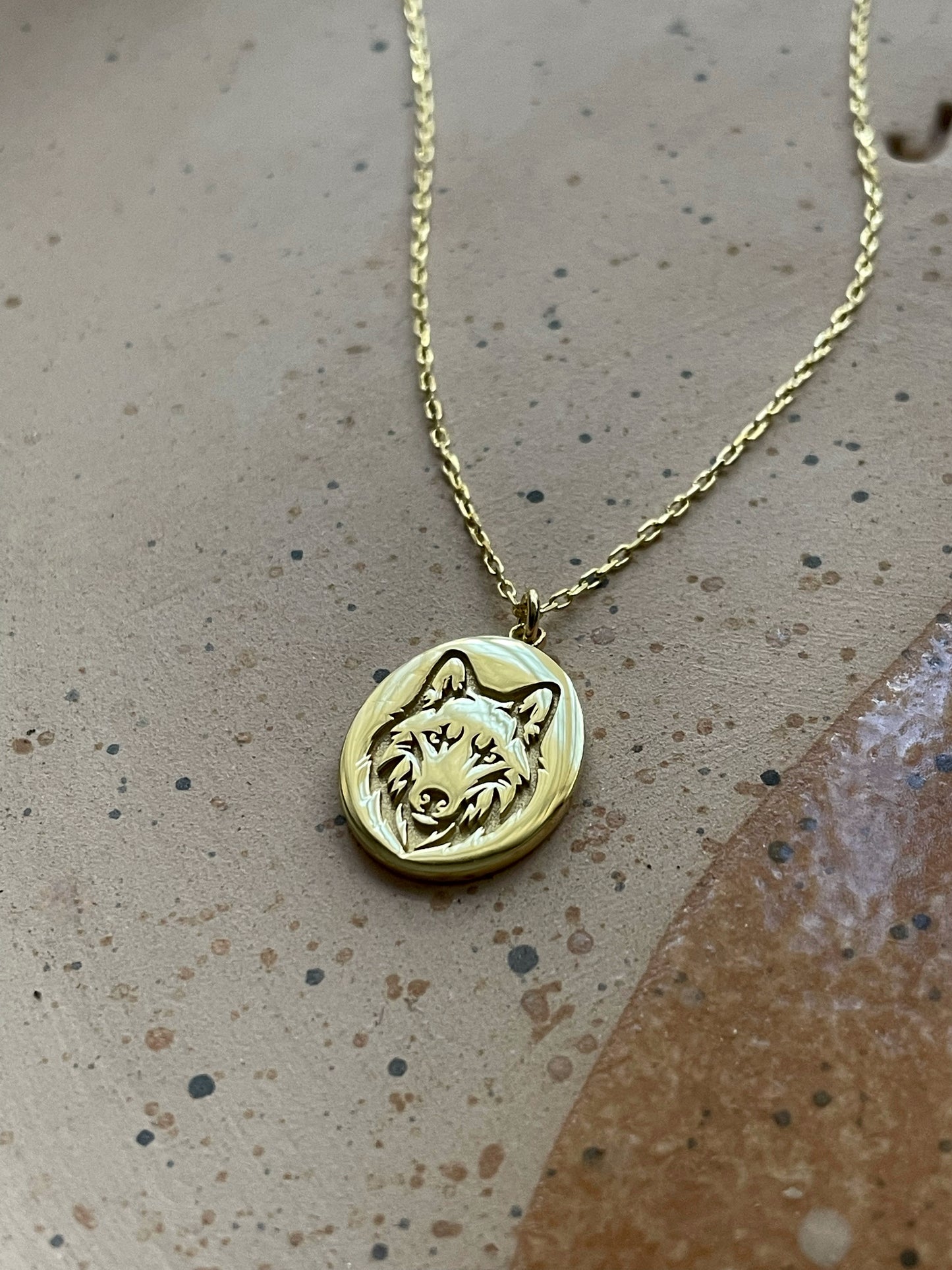 Gold Wolf Necklace