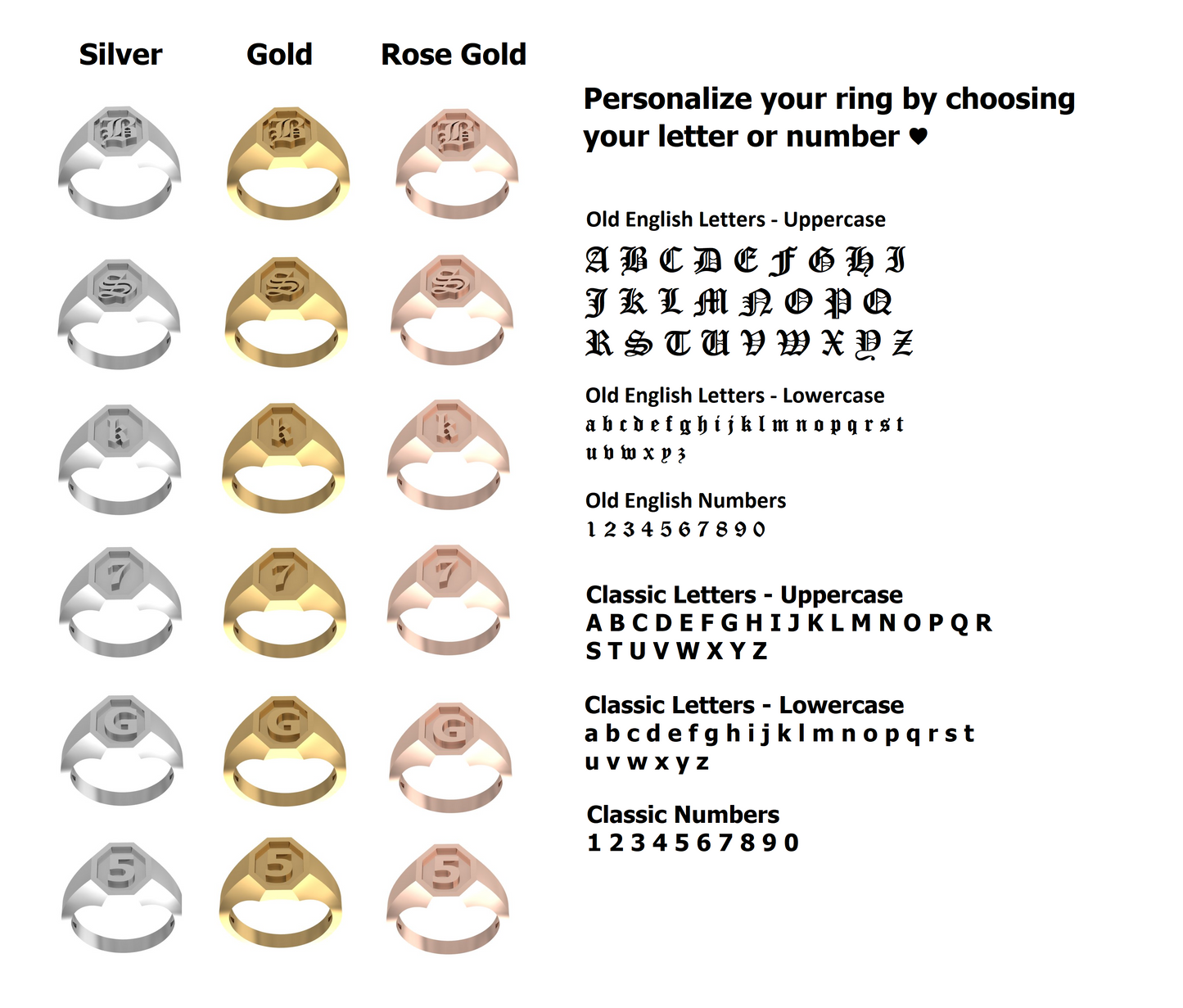 Gold Initial Signet Ring