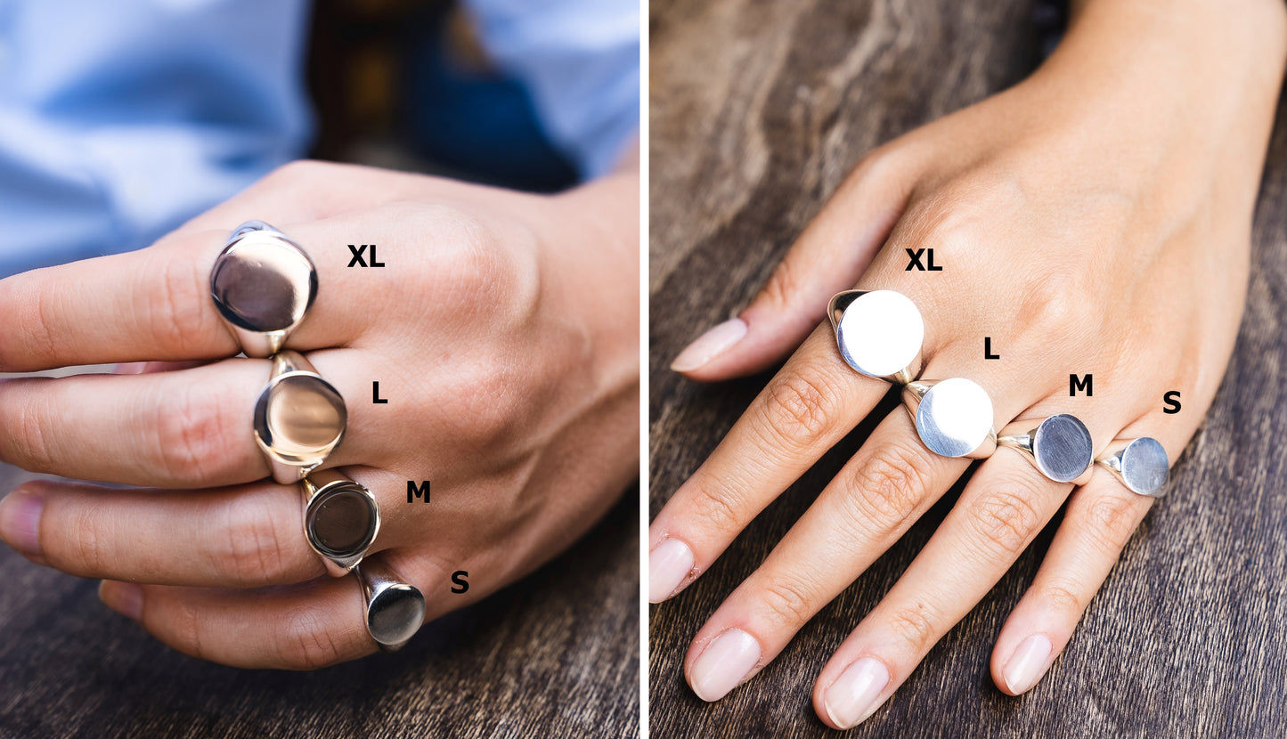 Custom Solid Gold Signet Ring – Engraved Personalized Initials or Design