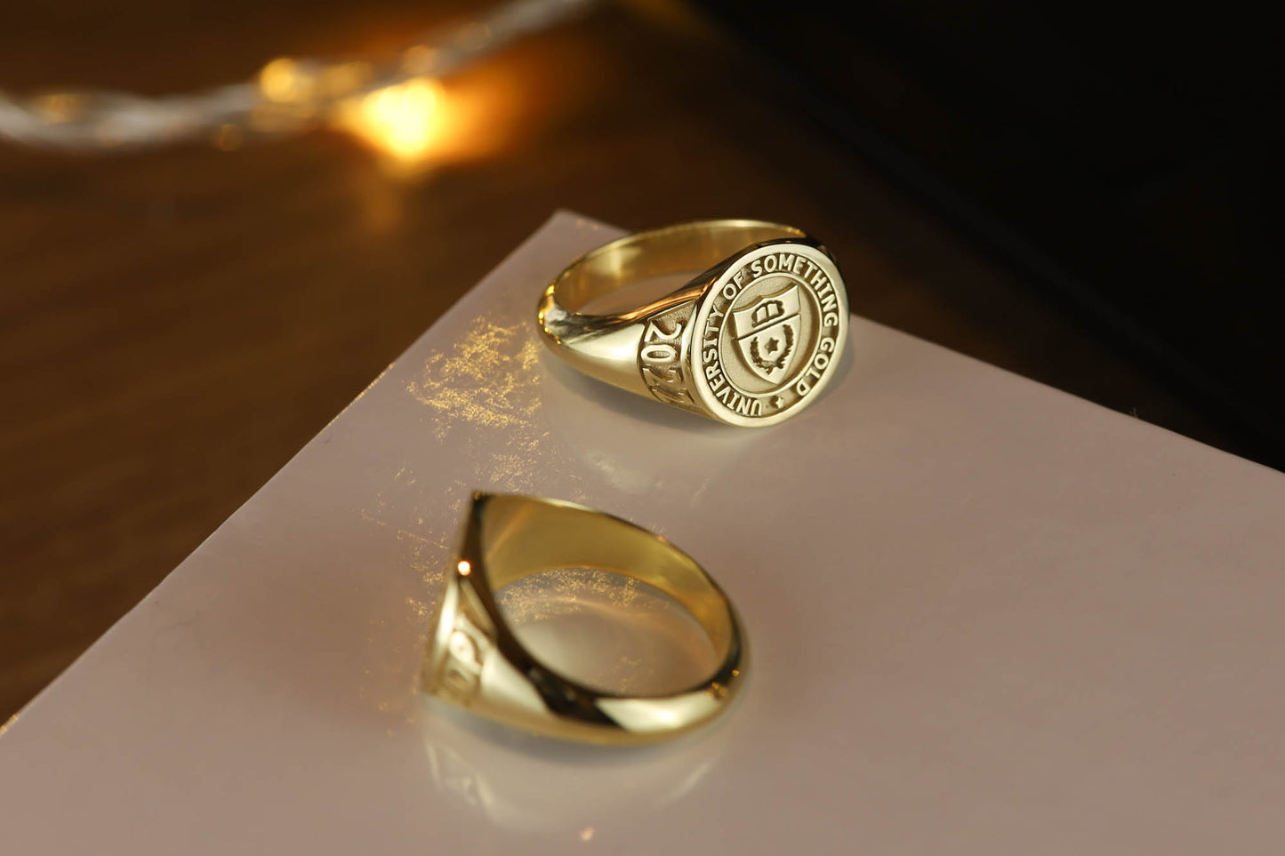 Custom Gold College Class Rings Round