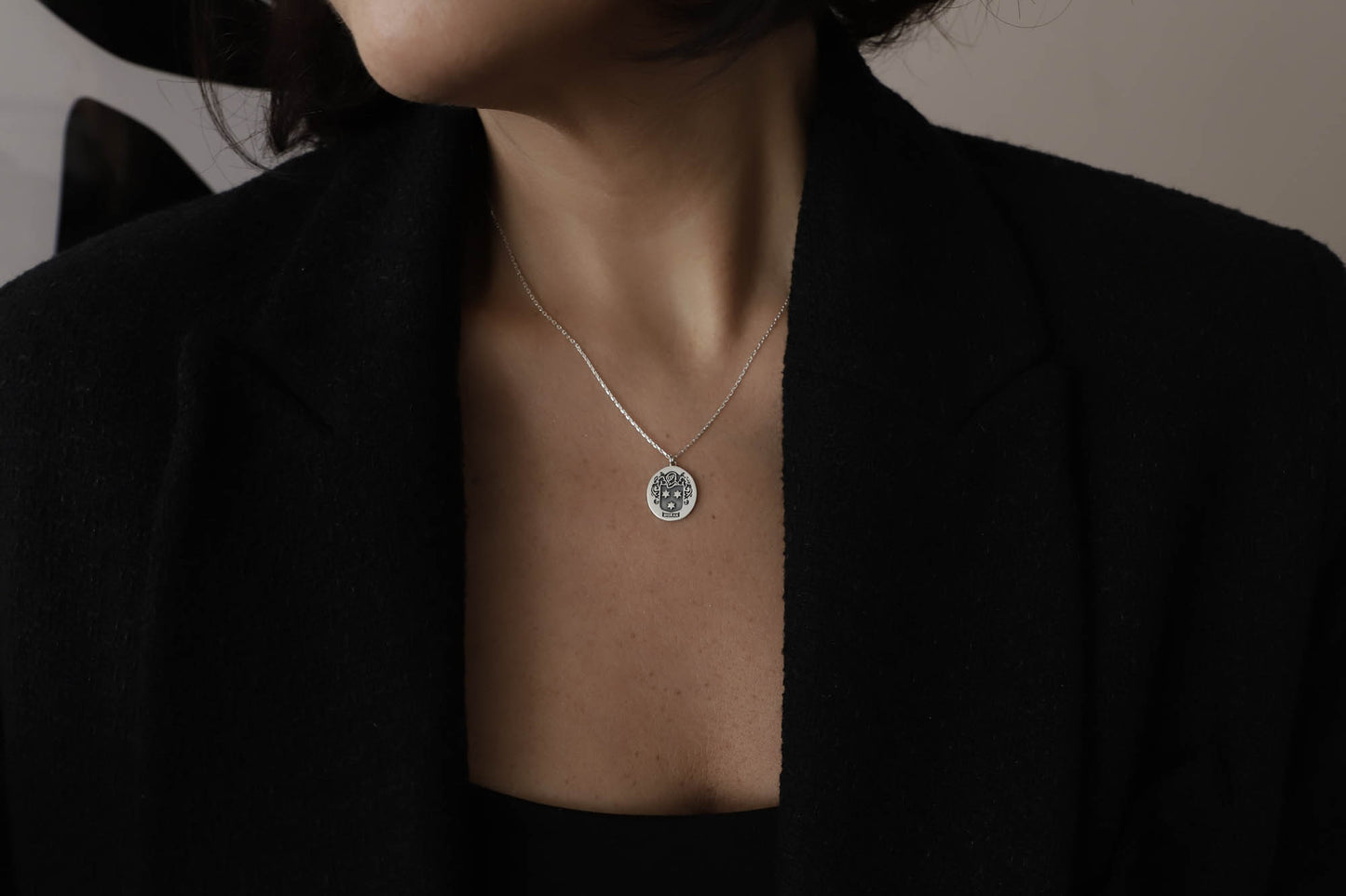 Family Crest Pendant Necklace Silver