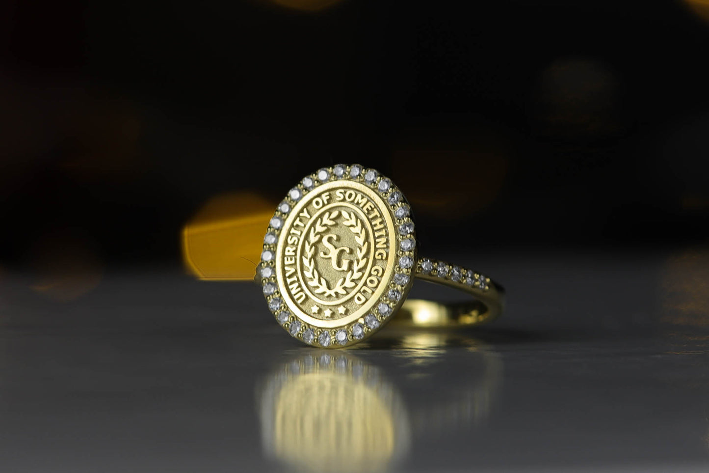 Solid Gold Diamond College Class Rings