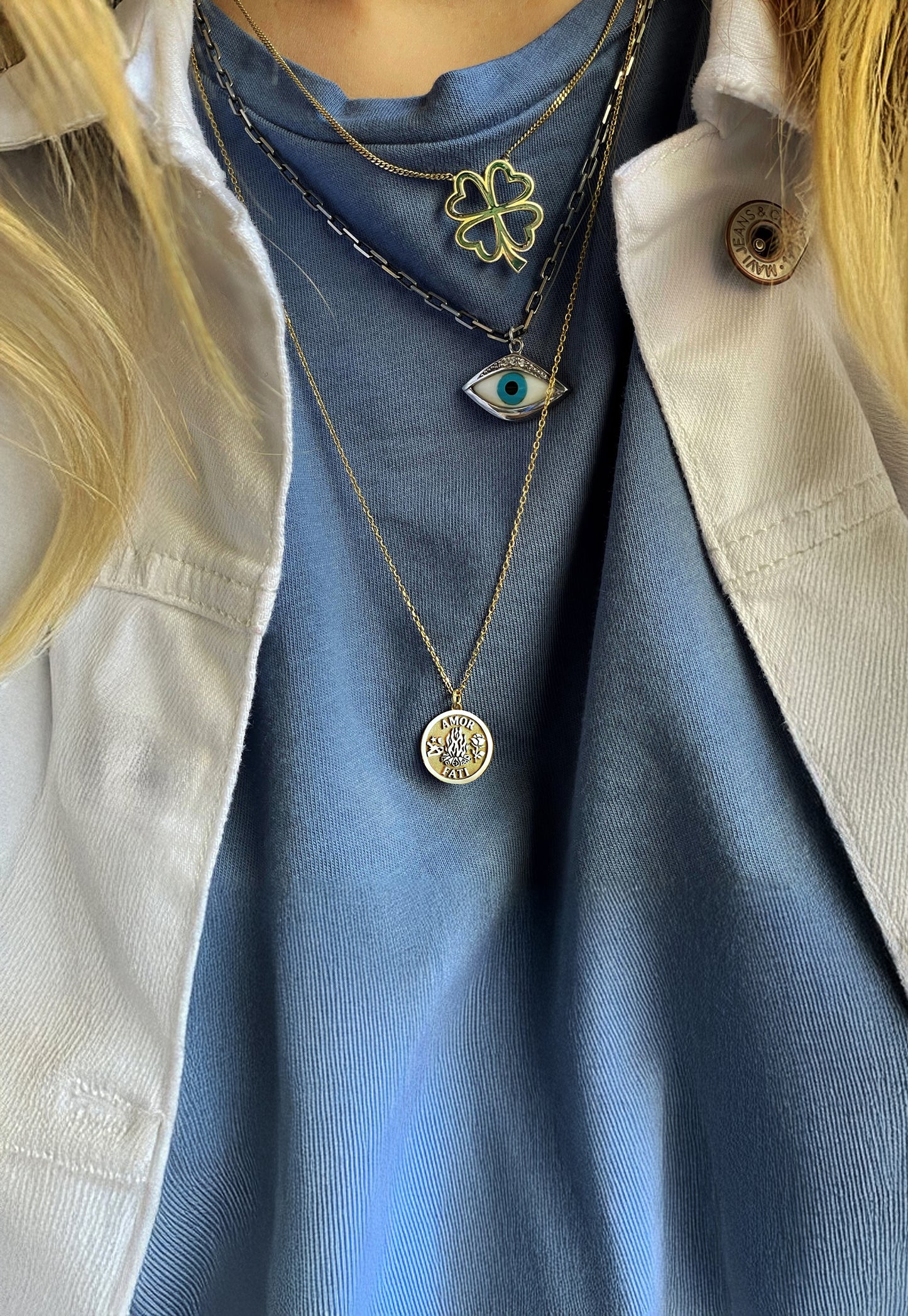 Solid Gold Amor Fati Necklace – Love of Fate Stoic Pendant in Gold or Silver