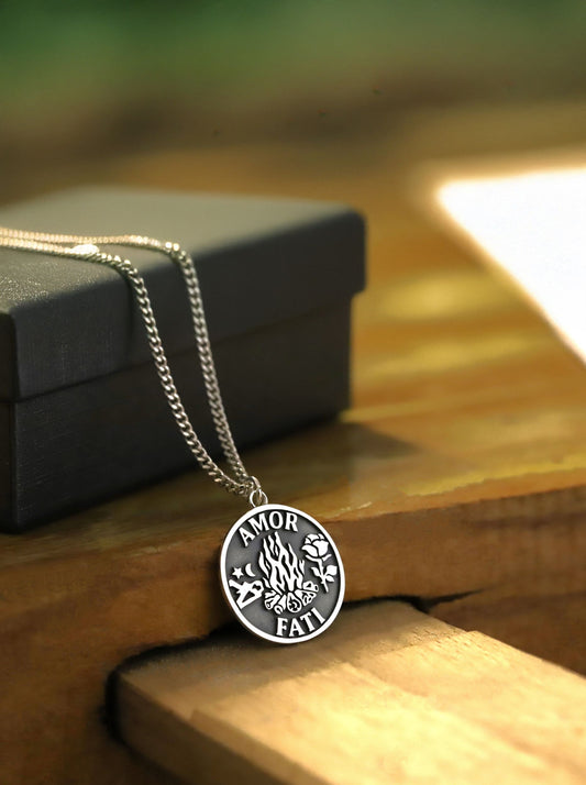Amor Fati Necklace – Love of Fate Pendant in Sterling Silver or Gold Plated