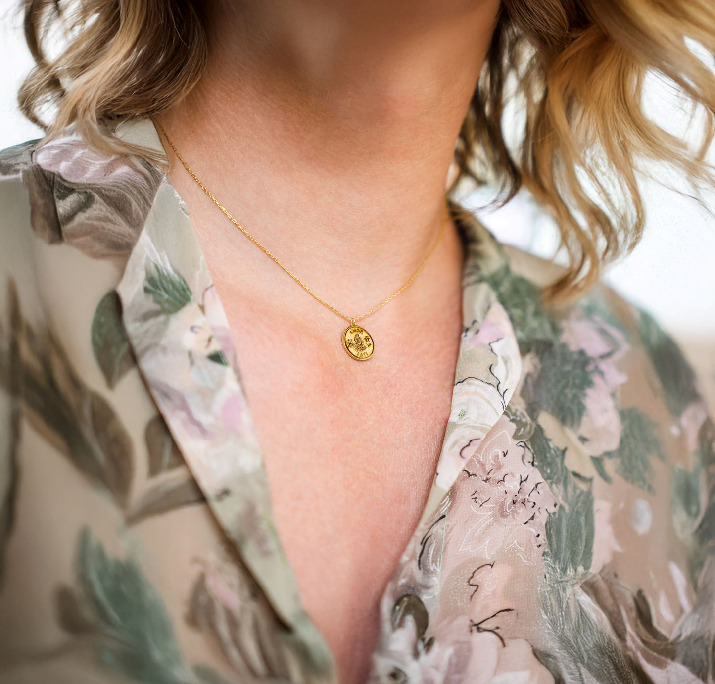 Solid Gold Amor Fati Necklace – Love of Fate Stoic Pendant in Gold or Silver
