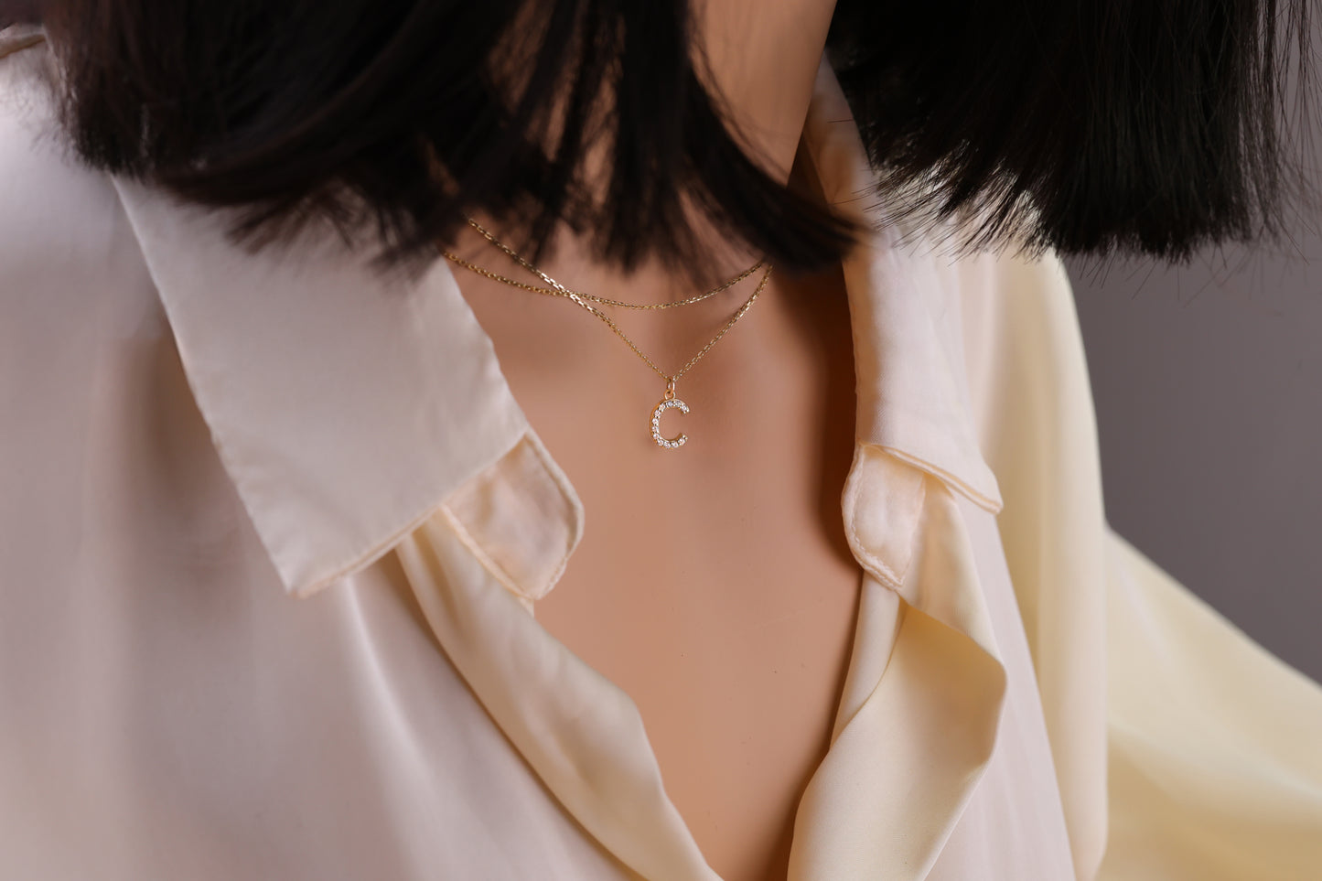 Solid Gold Diamond Letter A Necklace – 14k Initial Pendant