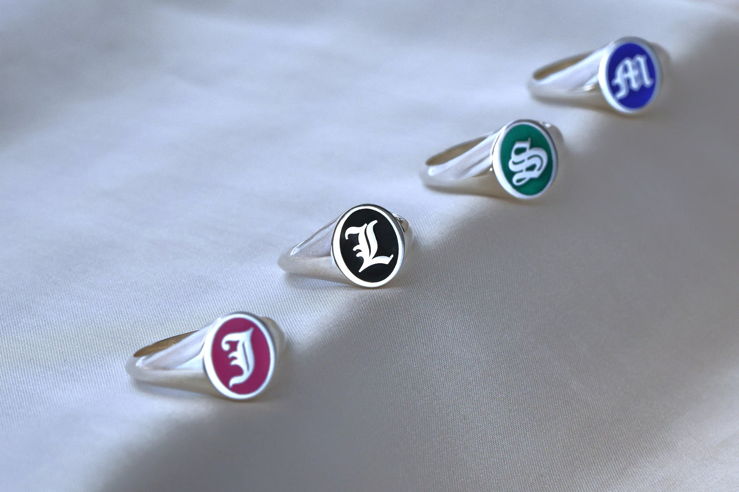 Personalized Initial Ring – Custom Enamel Silver Signet