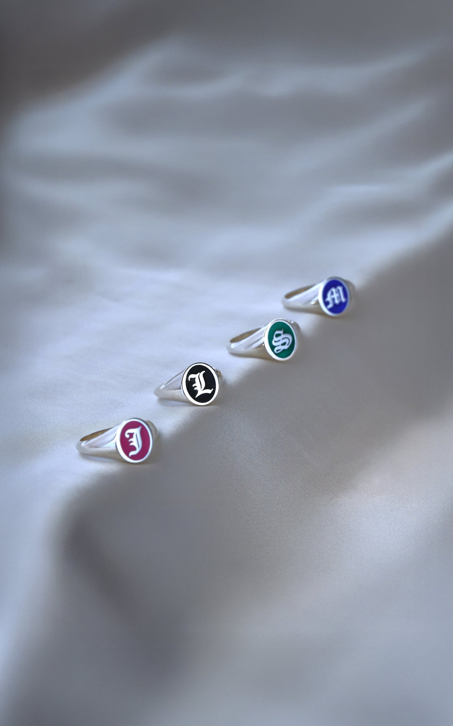 Personalized Initial Ring – Custom Enamel Silver Signet