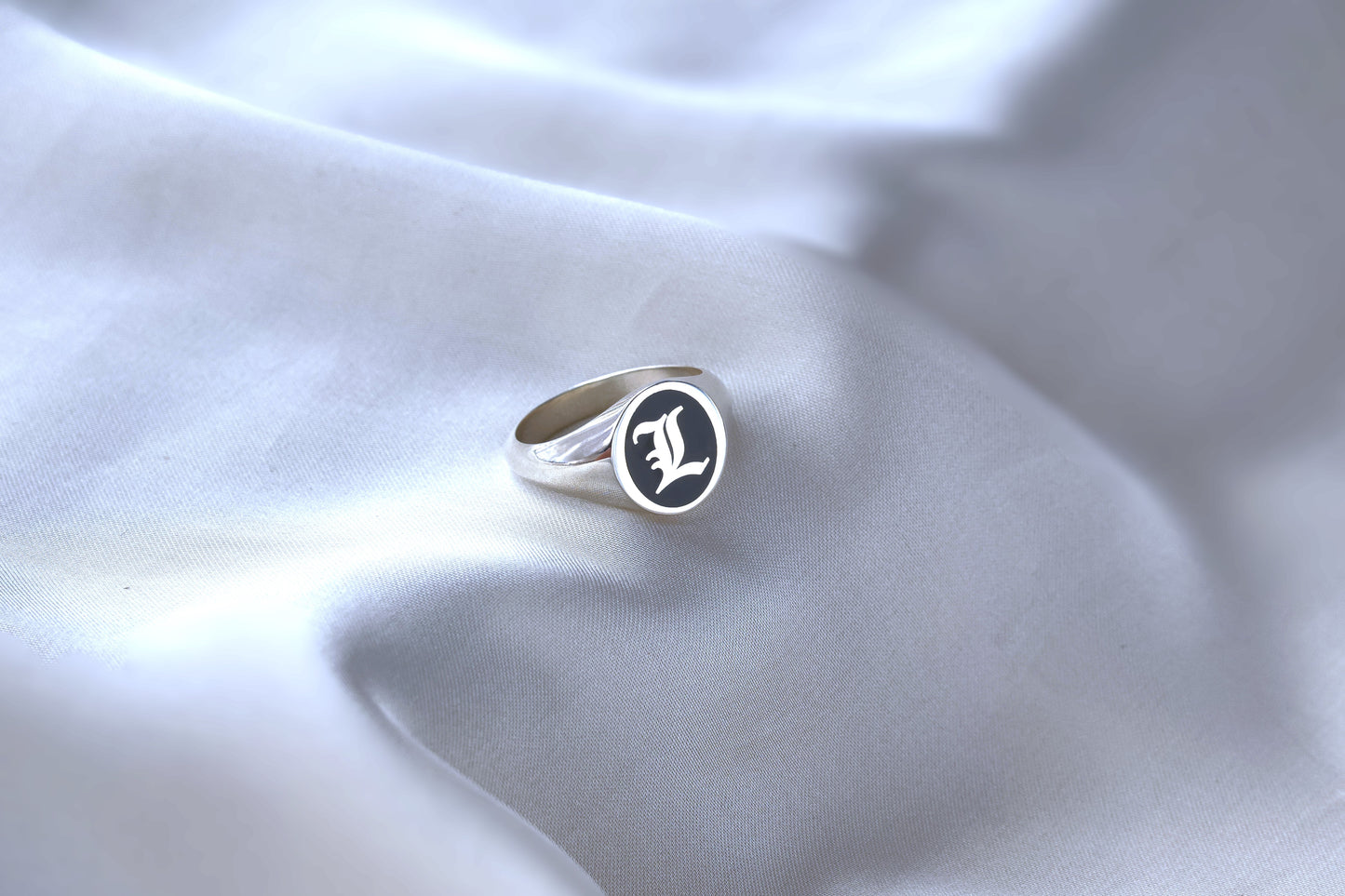 Personalized Initial Ring – Custom Enamel Silver Signet