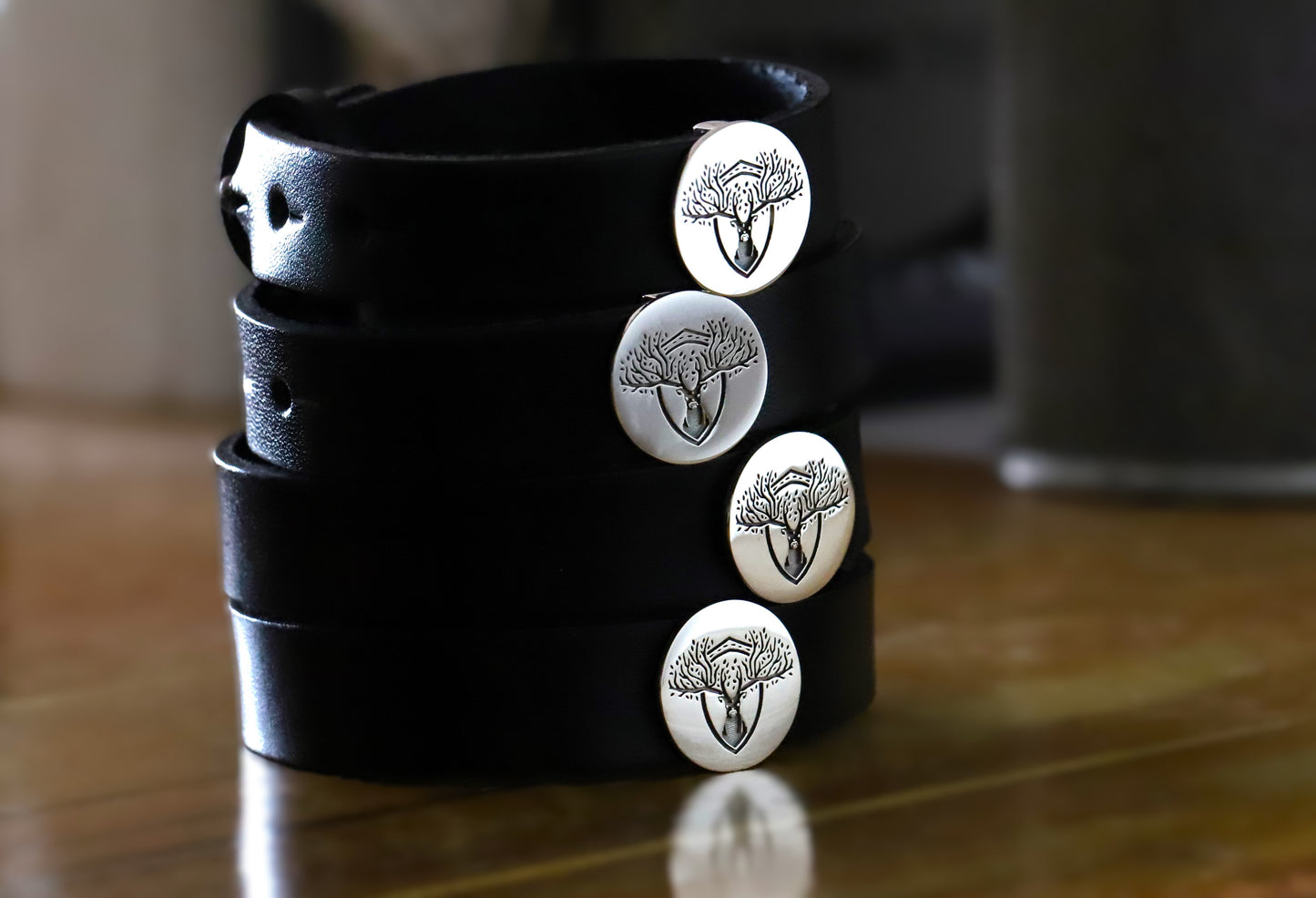 Custom Family Crest Men’s Bracelet – Coat of Arms Engraved Sterling Silver and Leather Bracelet, Personalized Heritage Jewelry Gift Bracelet for Him